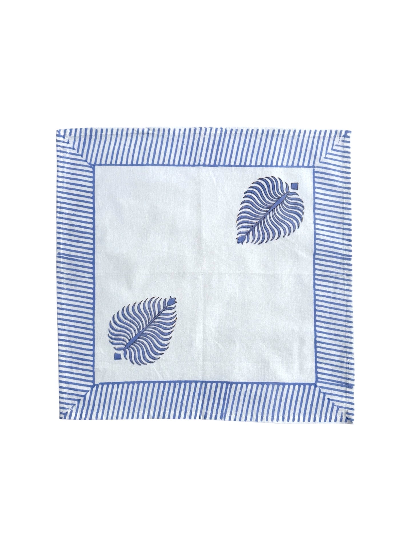 Blue Leaf Block Print Napkins (Set of 6)
