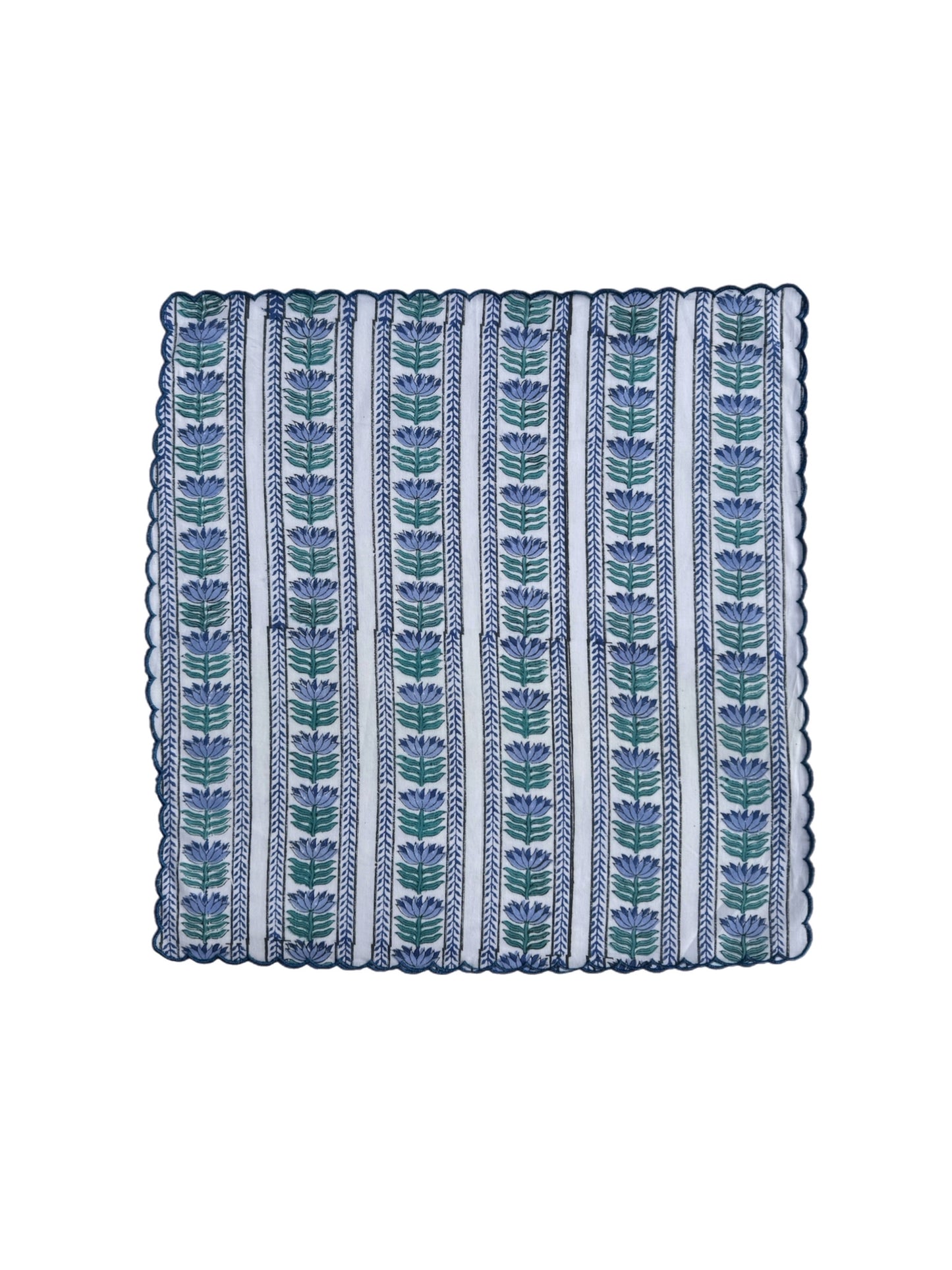 Blue Shrub Stripe Block Print Napkins (Set of 6)