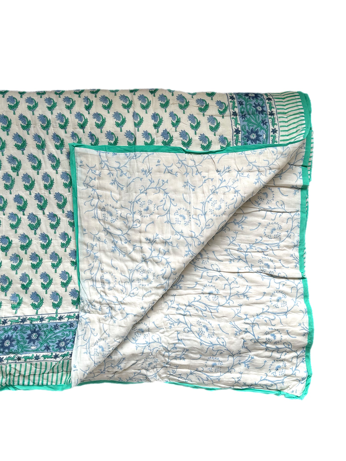 Turquoise Flowers Bedspread