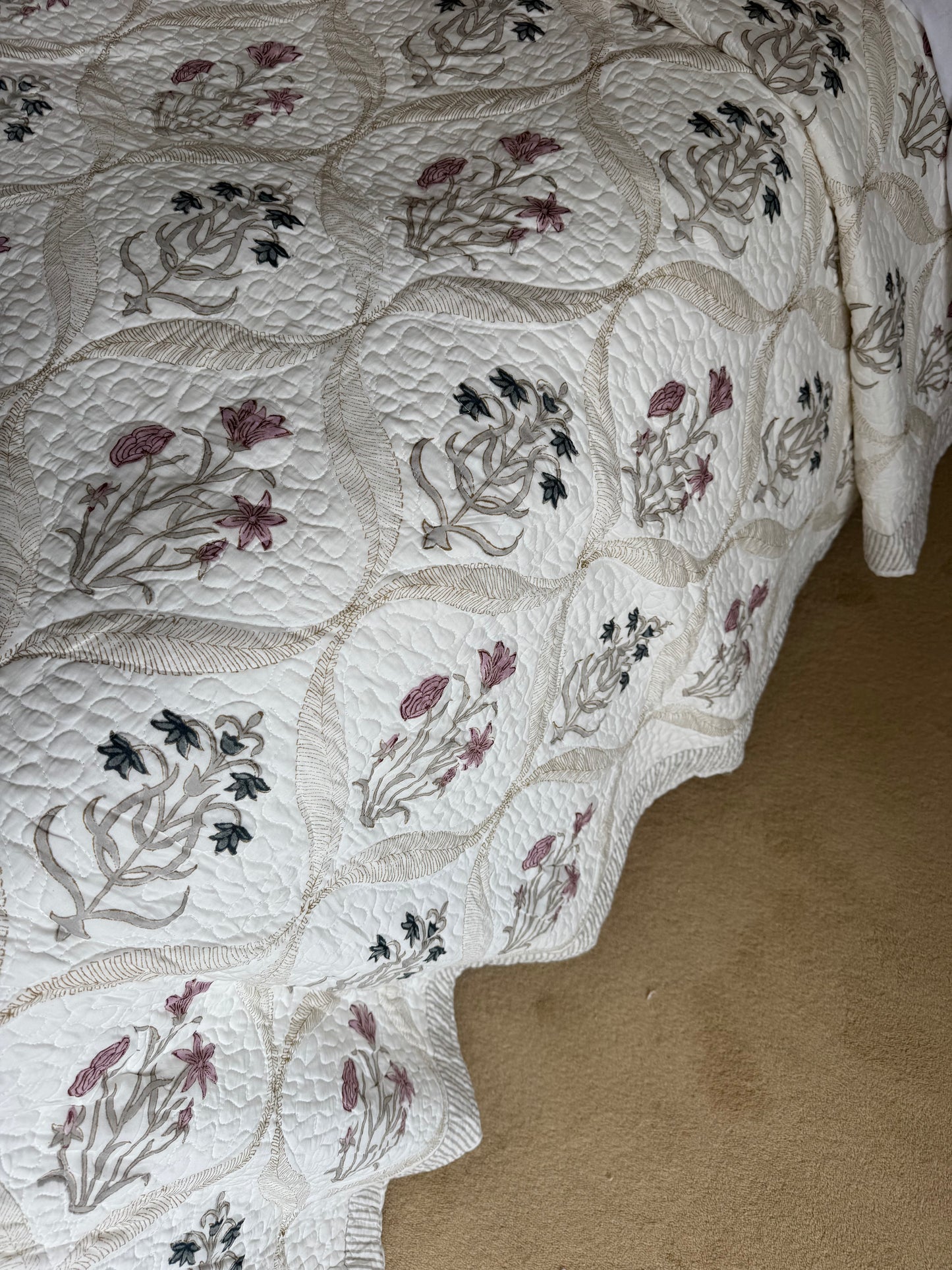 Pink & Blue Shield Bedspread/Quilt