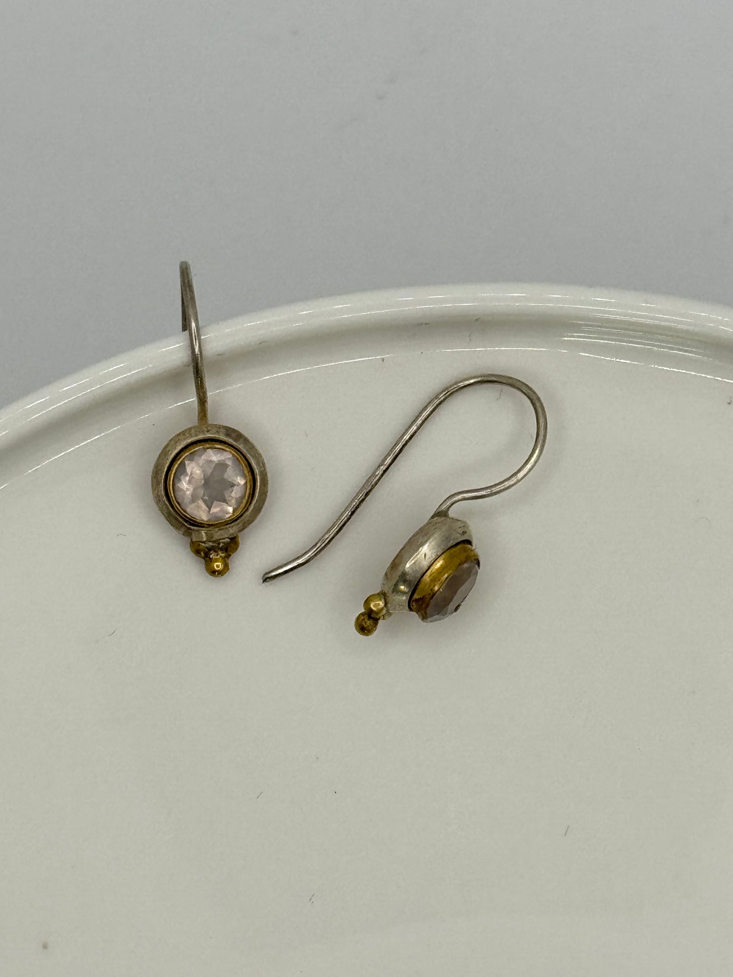 White Topaz Target Silver Earrings