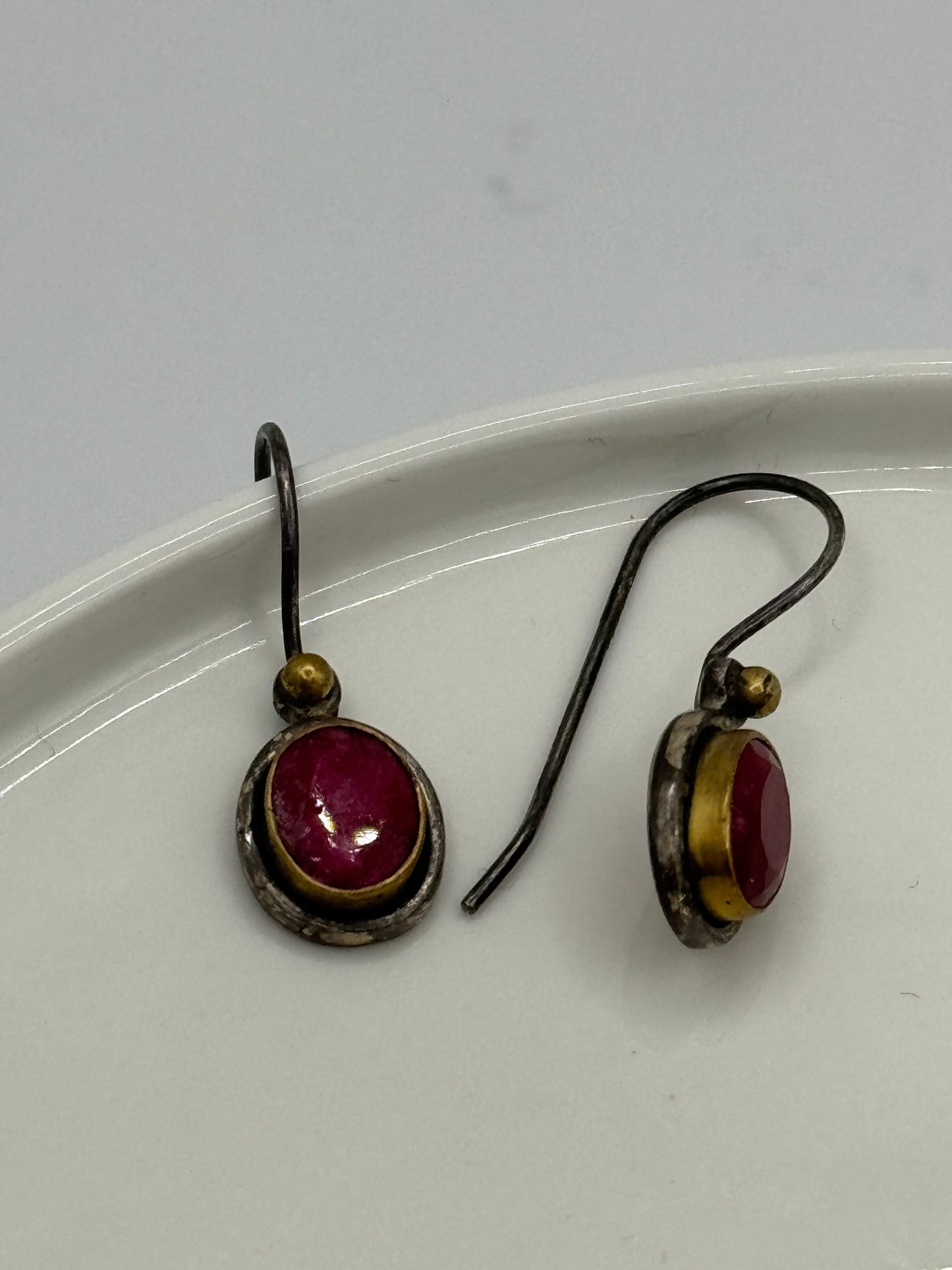 Ruby Target Silver Earrings