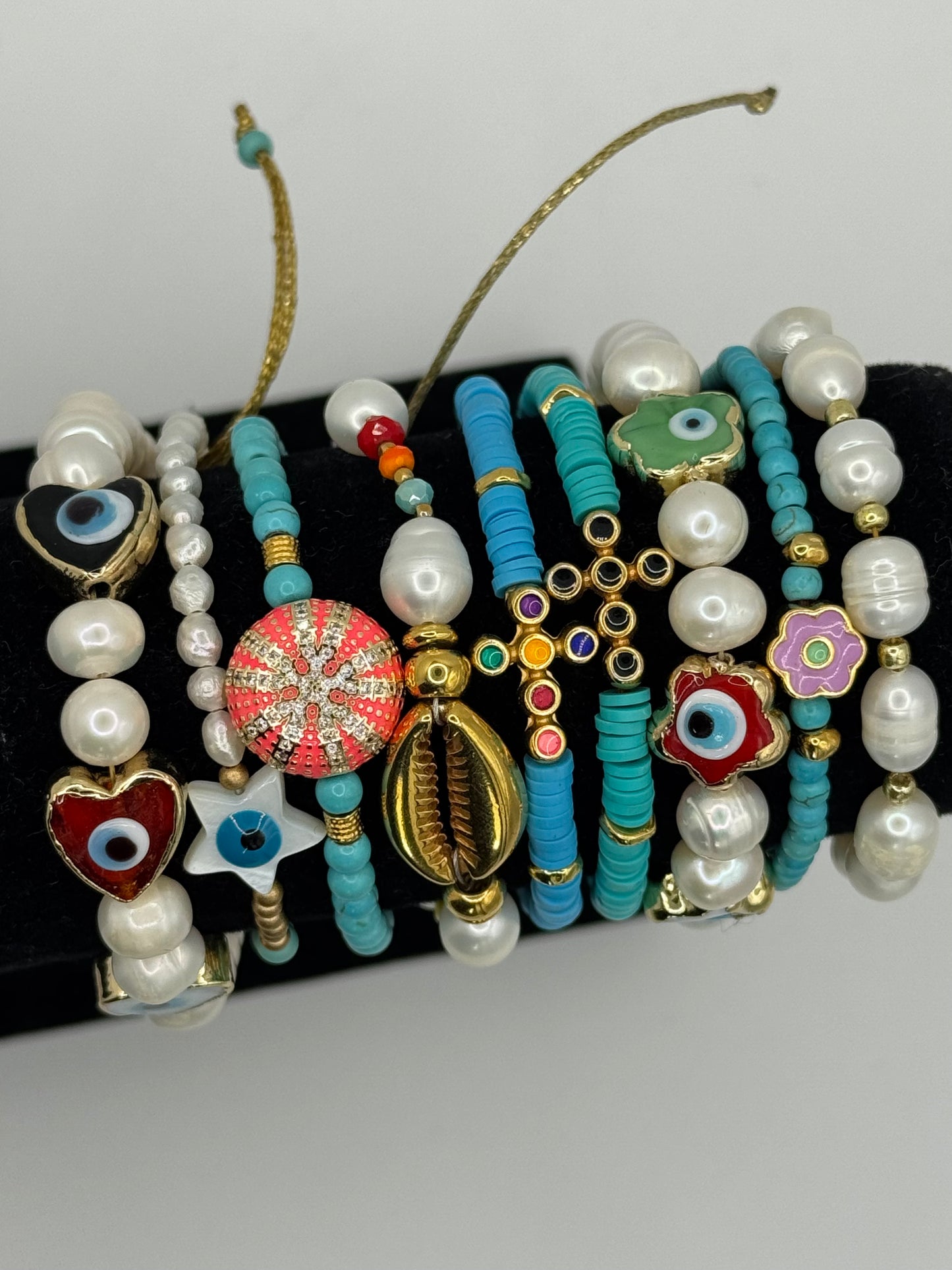 Pink Urchin Beaded Adjustable Bracelet