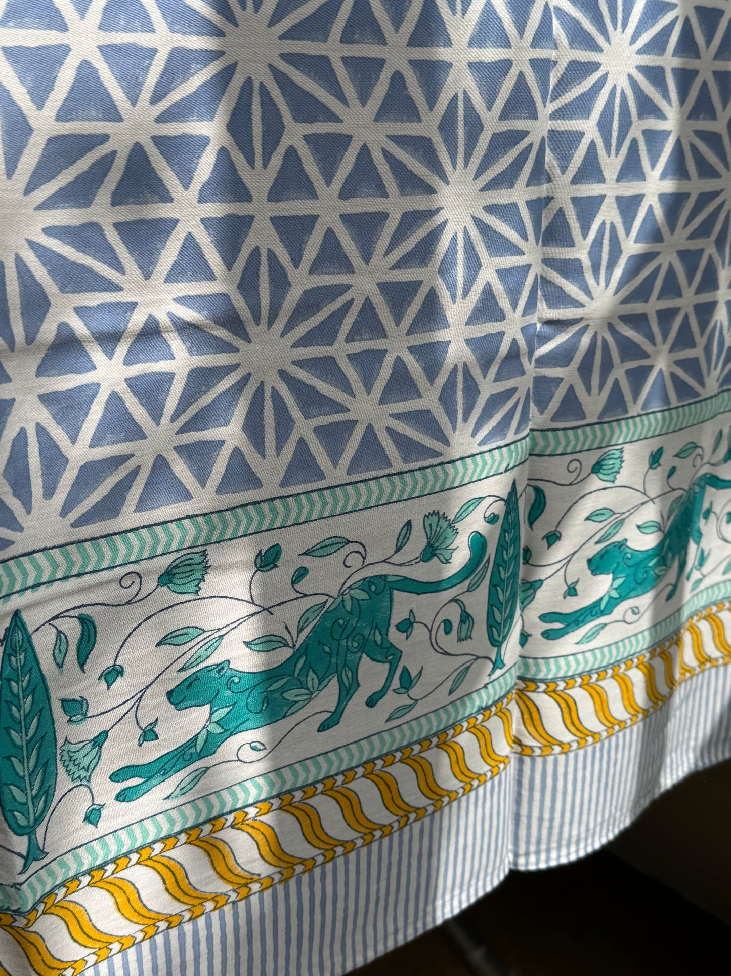 Geometric Leopard Hand Block Printed Tablecloth