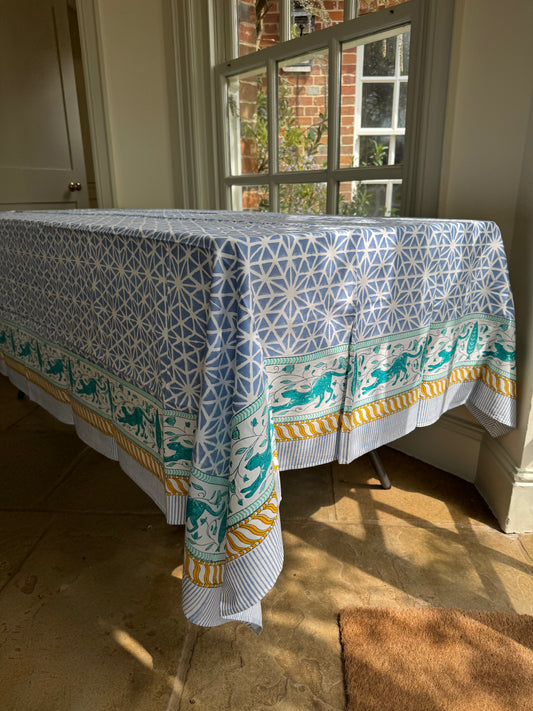Geometric Leopard Hand Block Printed Tablecloth