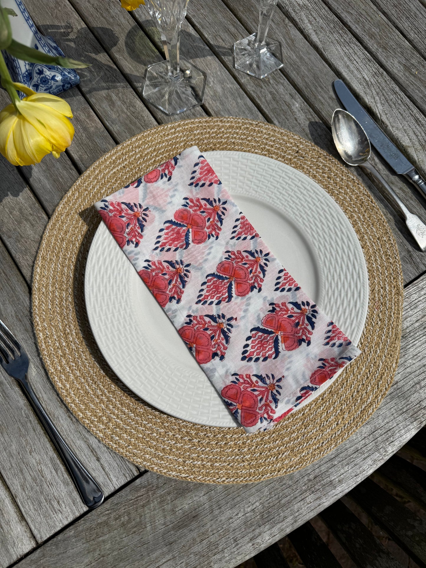 Jaipur Pink Block Print Napkins - Set of 4