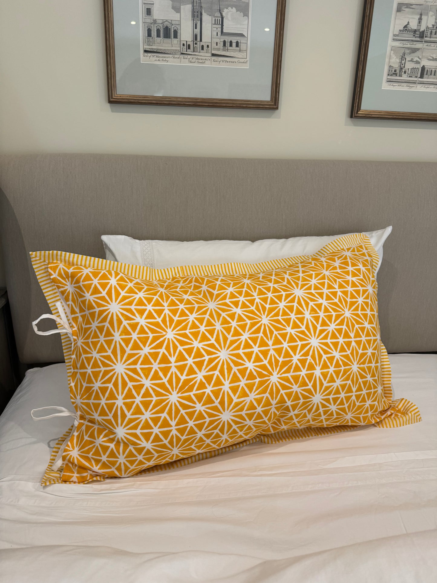 Floral Ochre Leopard Block Printed Pillowcase