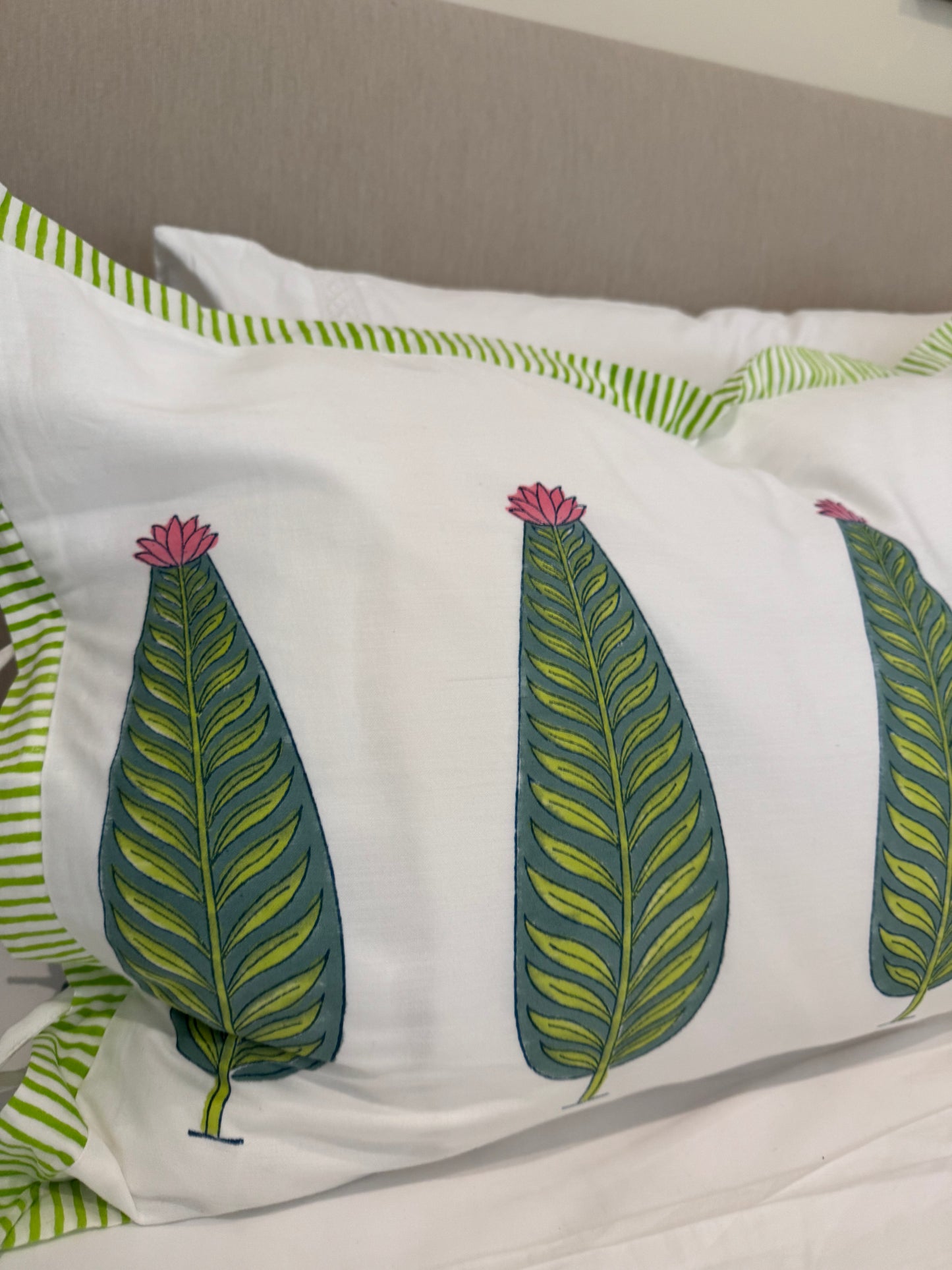 Pink Cypress Block Printed Pillowcase
