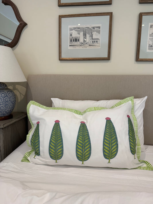 Pink Cypress Block Printed Pillowcase