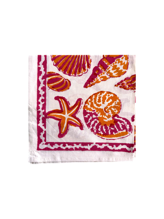 Pink & Orange Shell/Starfish Napkins - Set of 4