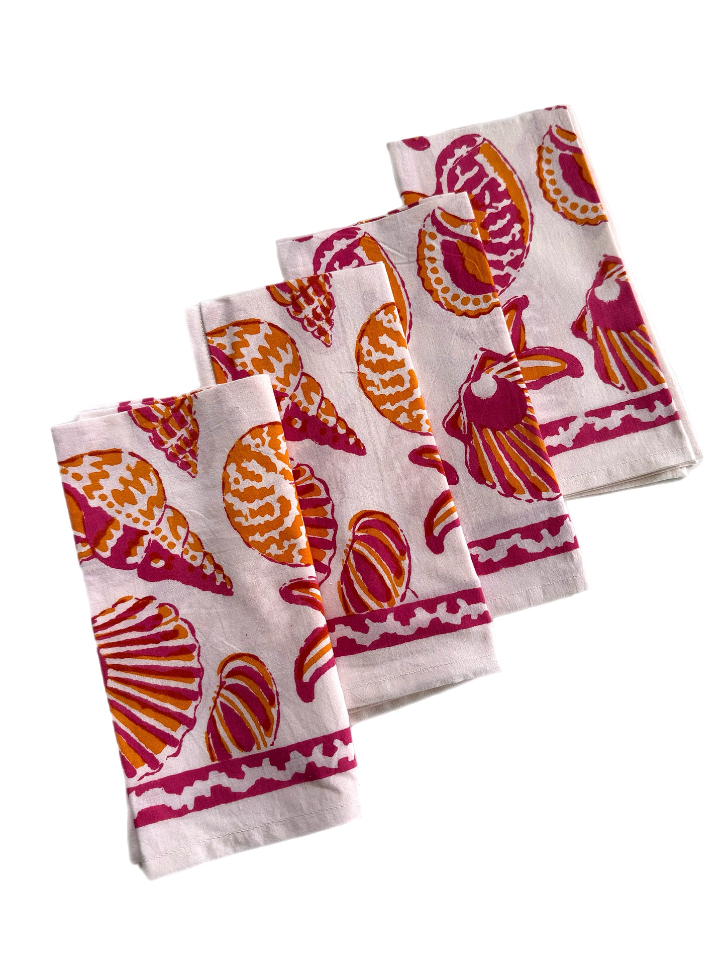 Pink & Orange Shell/Starfish Napkins - Set of 4