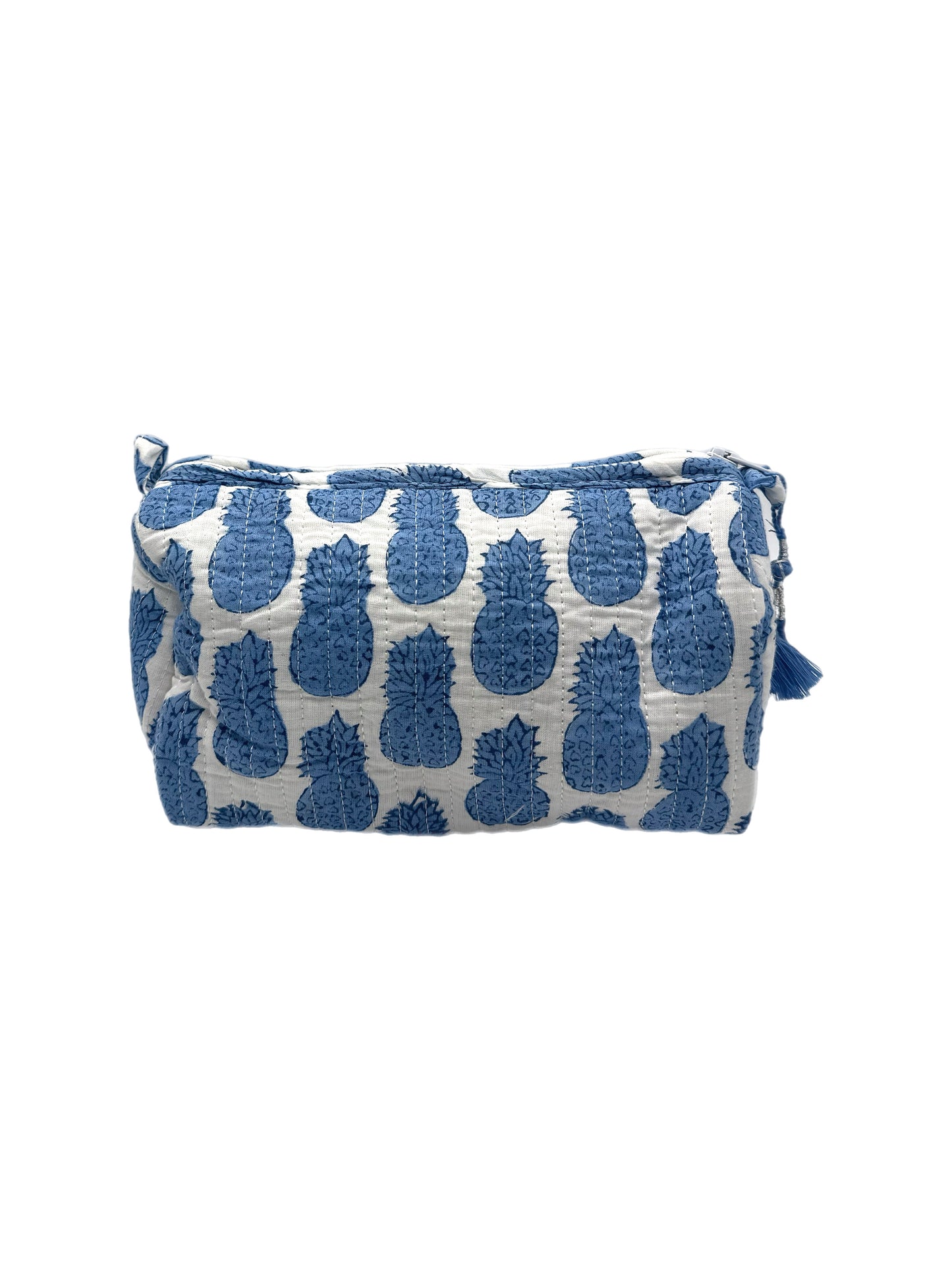 'Blue Pineapple' Block Printed Sponge Bag/Washbag