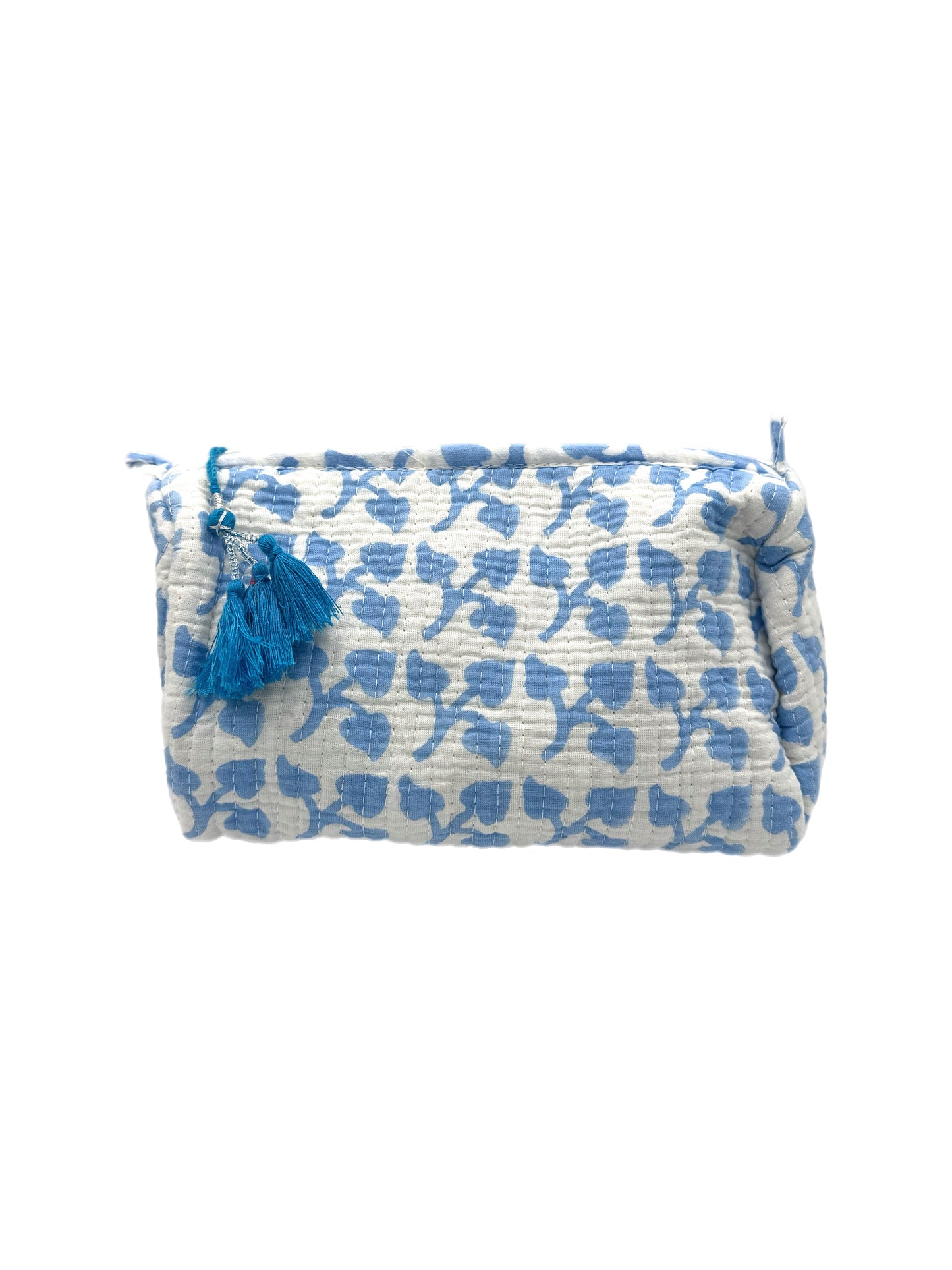 'Blue Leaf' Block Printed Sponge Bag/Washbag