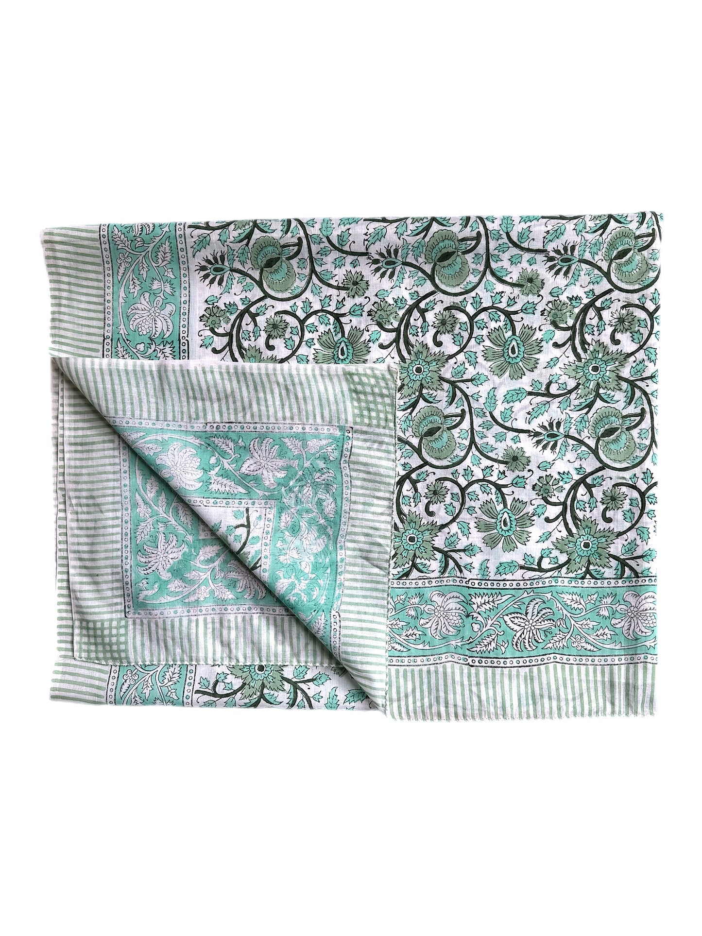 Navy & Turquoise Floral Hand Block Printed Sarong