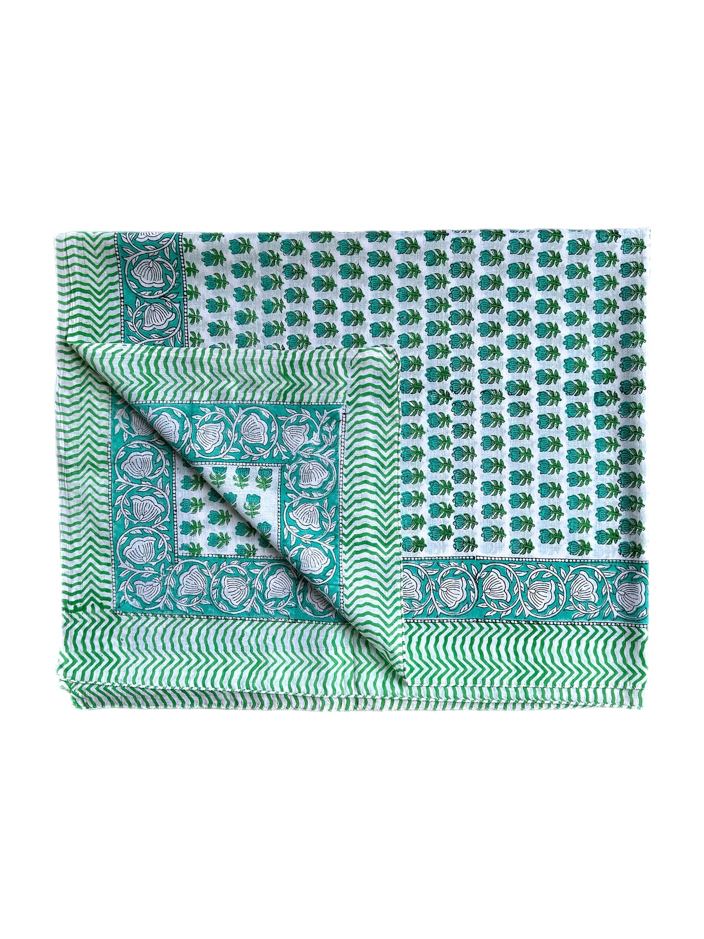Green Flower Hand Block Printed Sarong