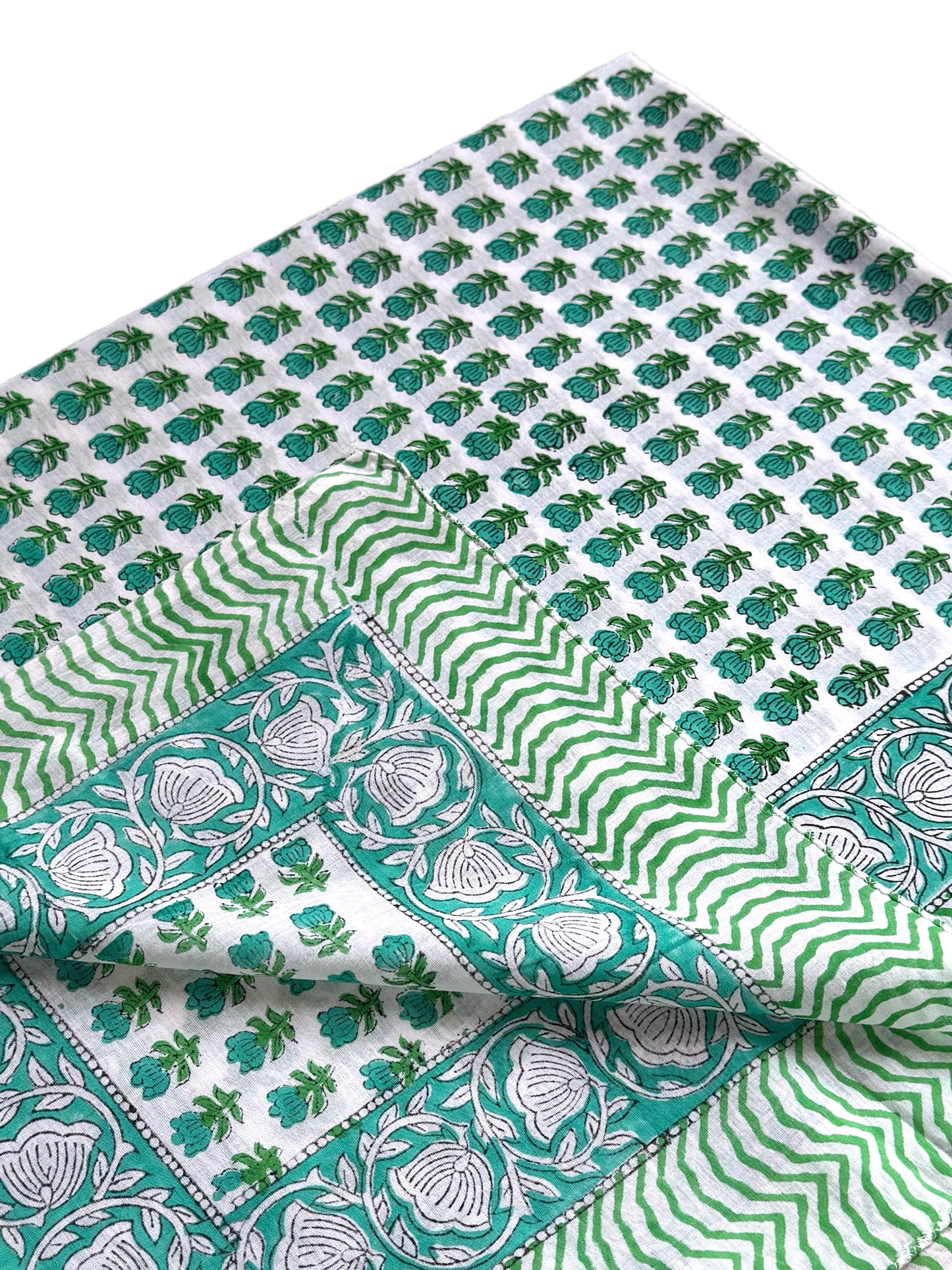 Green Flower Hand Block Printed Sarong