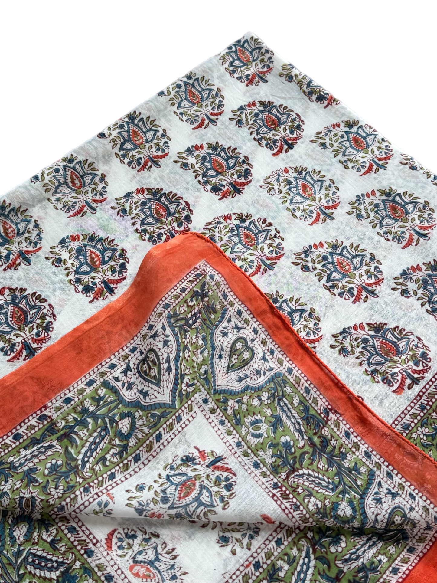 Orange Paisley Hand Block Printed Sarong