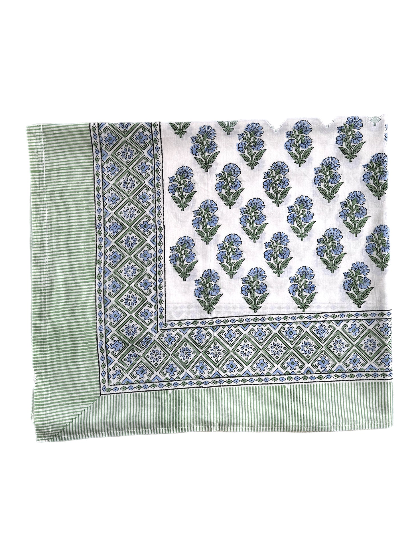 Blue Flower & Shrub Hand Block Printed Sarong