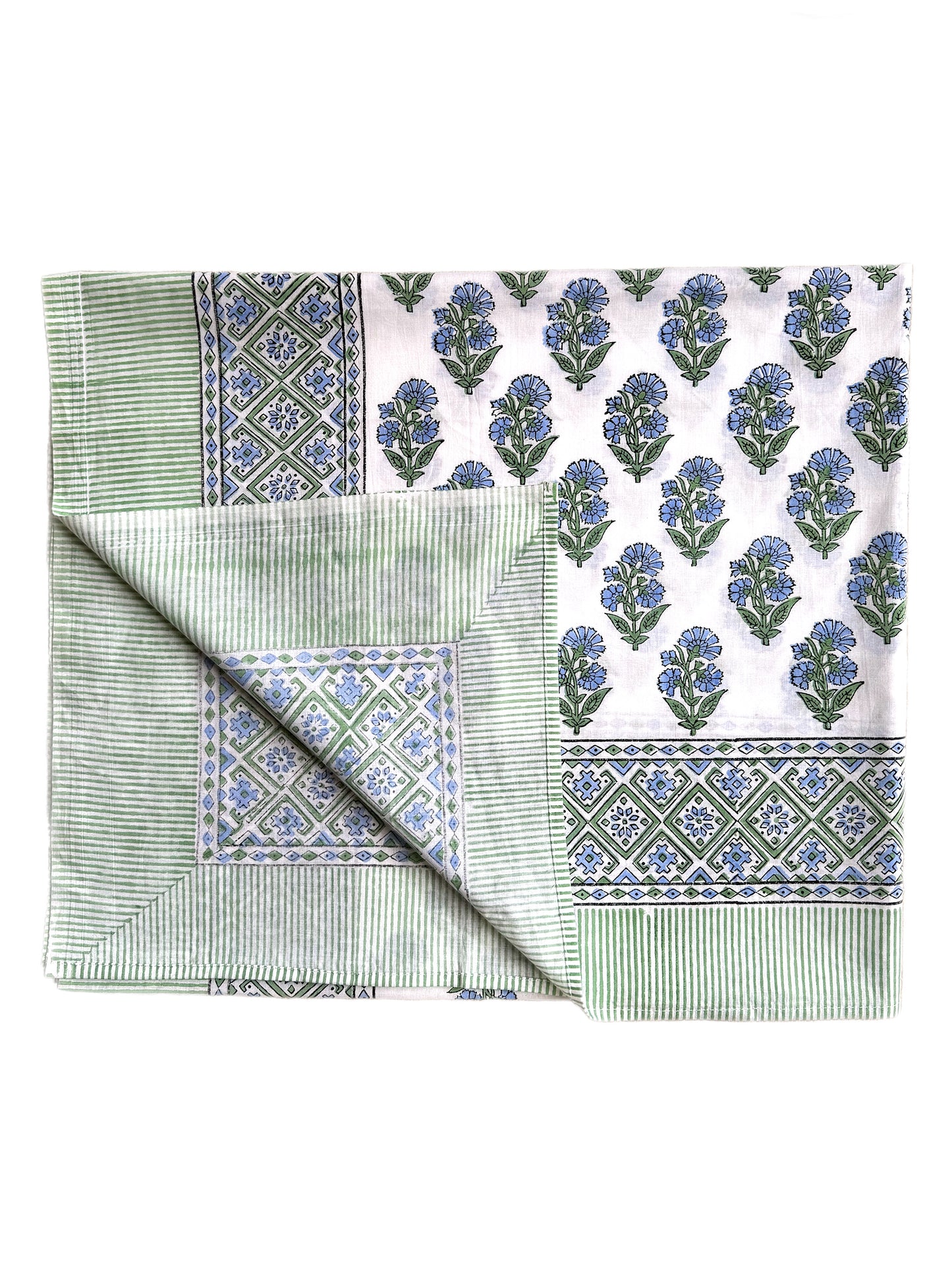 Blue Flower & Shrub Hand Block Printed Sarong
