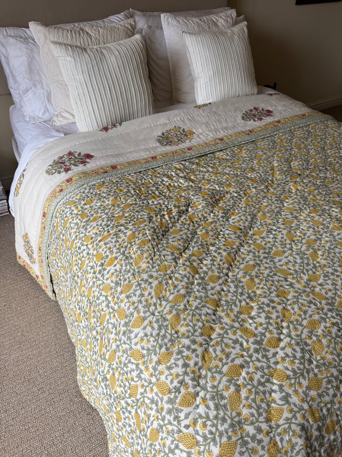 SAMPLE: Yellow & Red Shrub King Bedspread