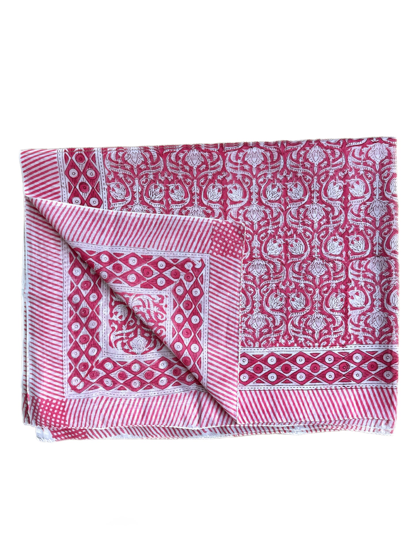 Pink Thorn & Flowers Hand Block Printed Sarong