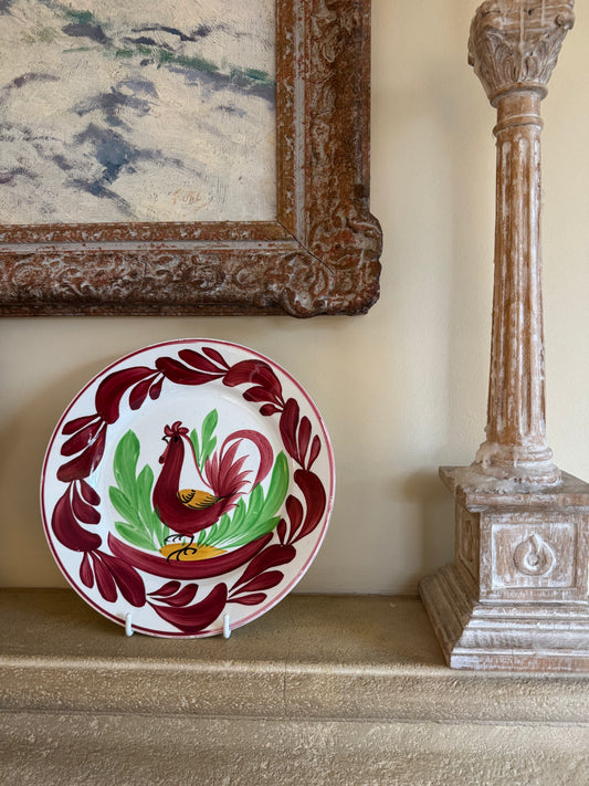Rooster Hand Painted Luneville Plate