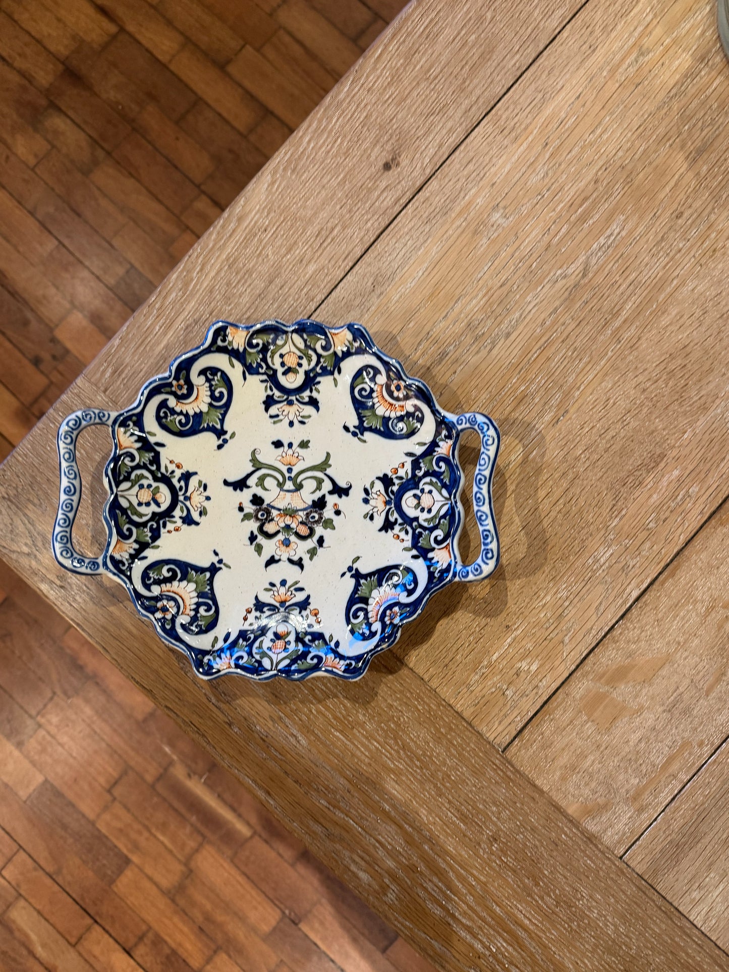 Antique Rouen Handled Dish