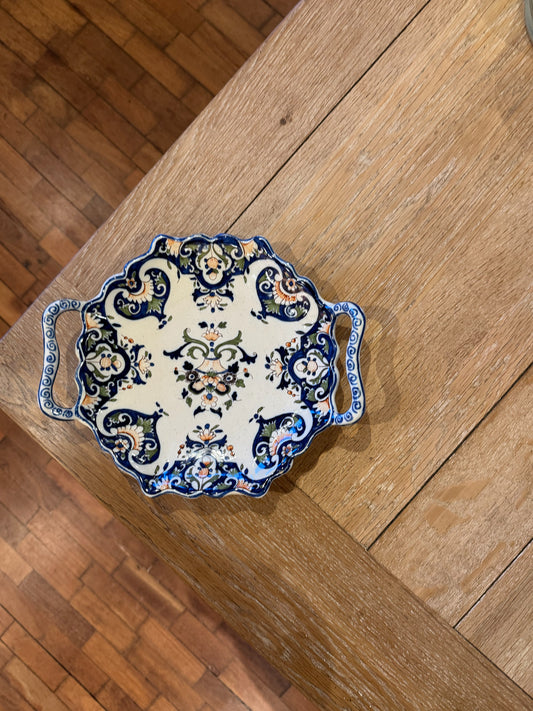 Antique Rouen Handled Dish