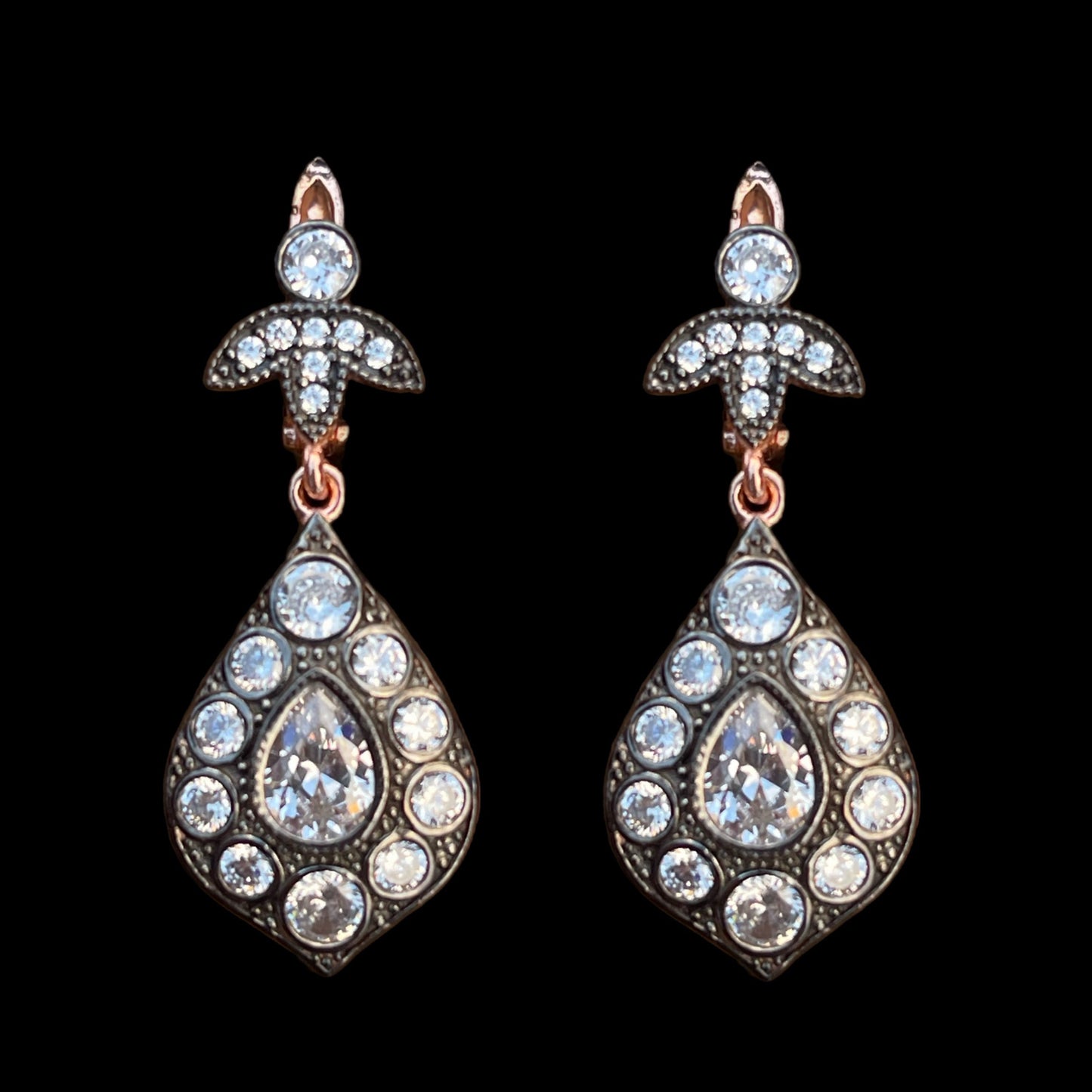 Antique Style Target Pear Earrings