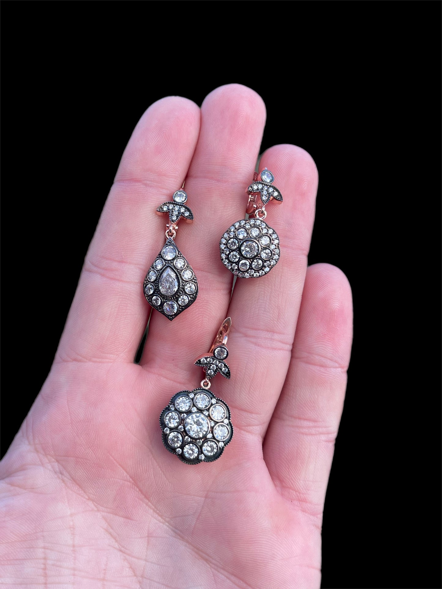 Antique Style Target Pear Earrings