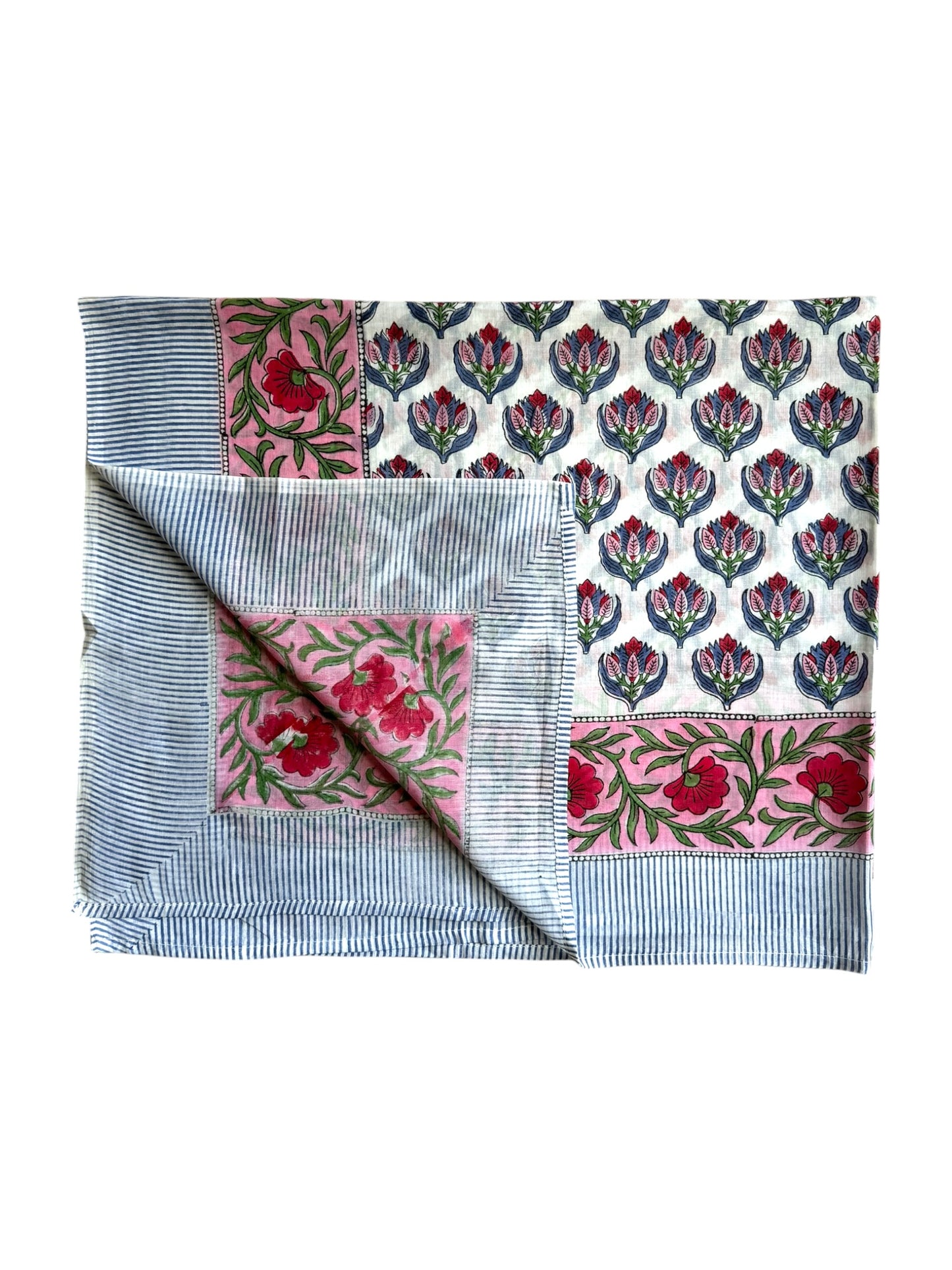 'Pink & Red Shrub' Hand Block Printed Sarong