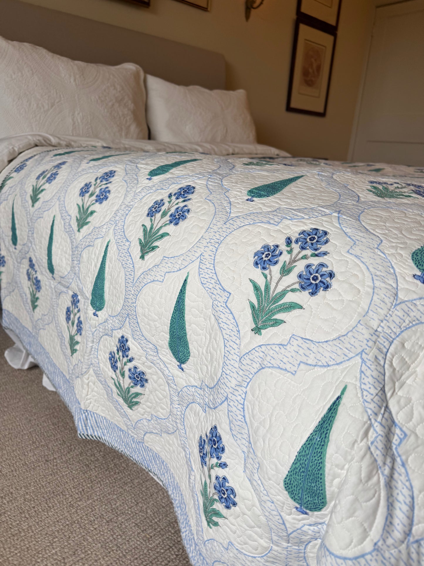 Blue & Green Cypress Bedspread/Quilt