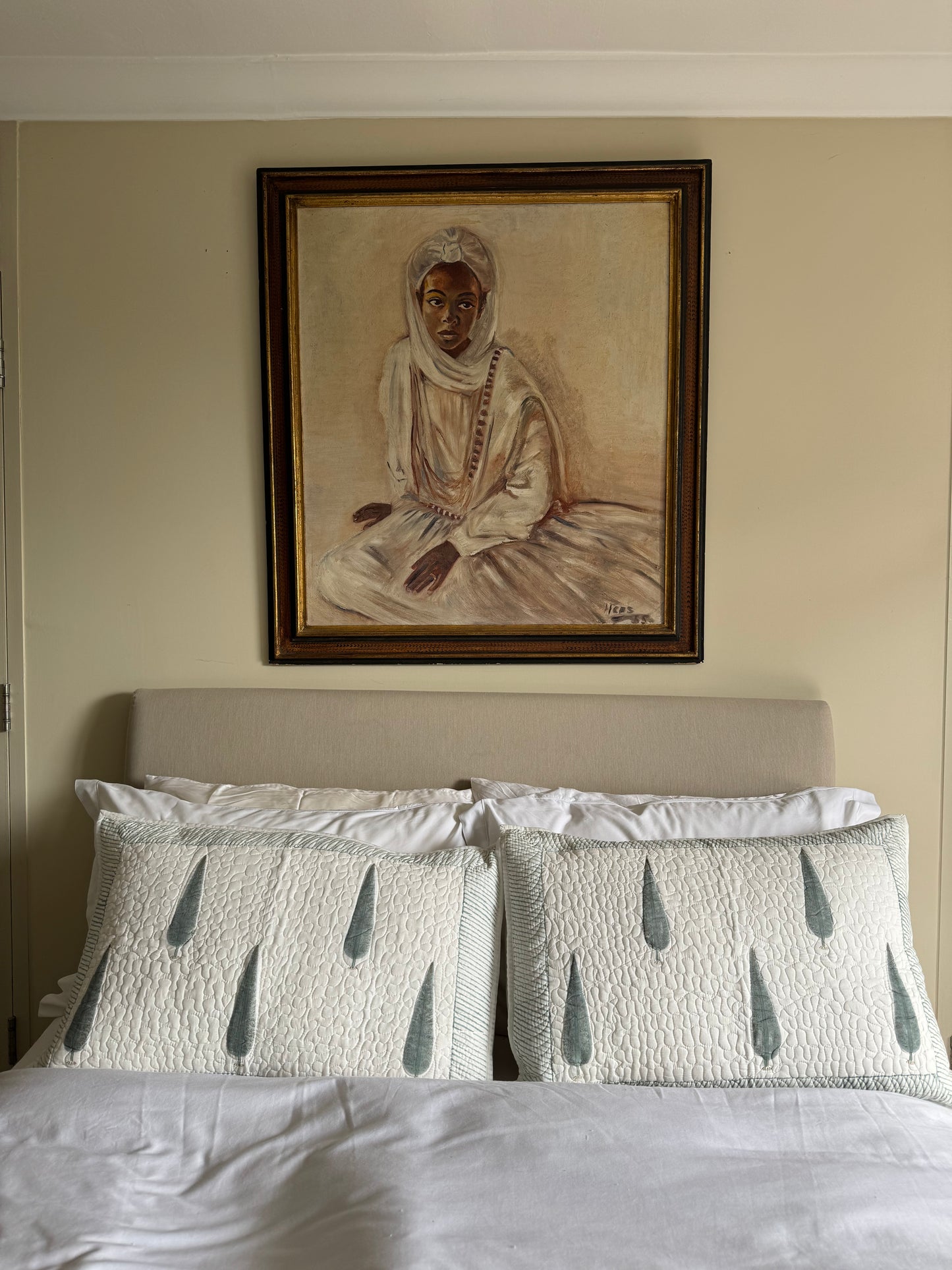 Blue Cypress Tree Quilted Hand Block Printed Pillowcase Pair
