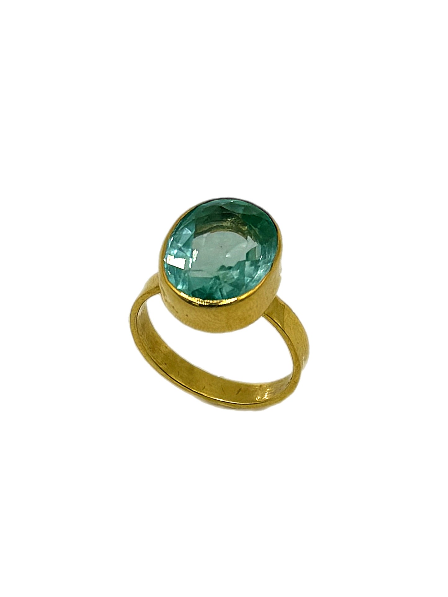Bezel Set Green Gemstone Ring