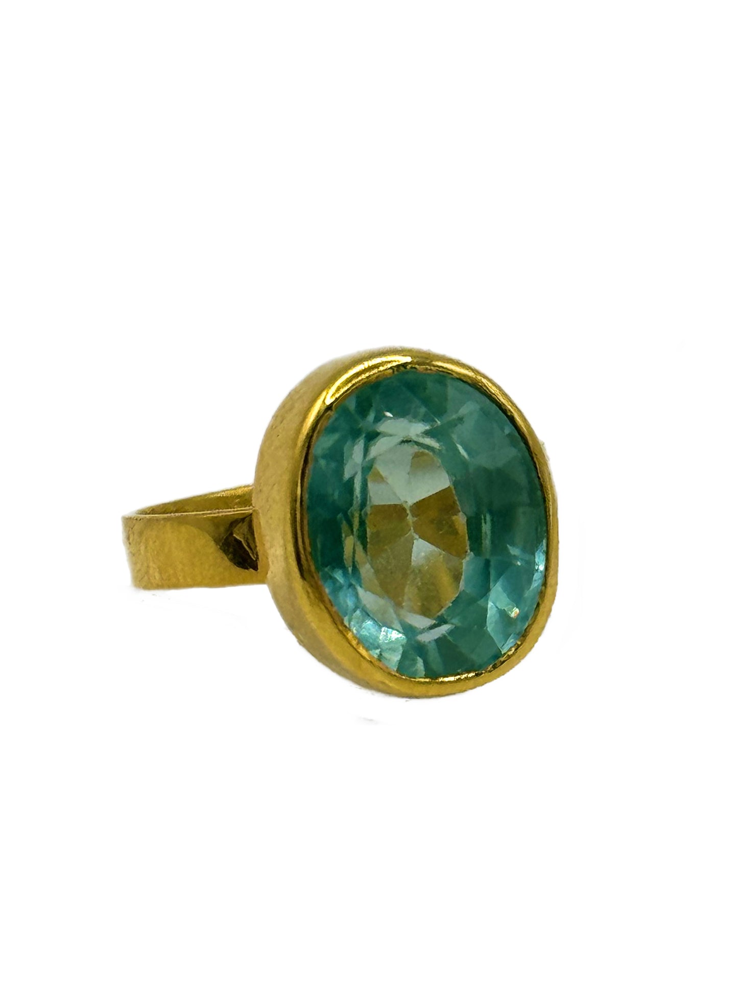 Bezel Set Green Gemstone Ring