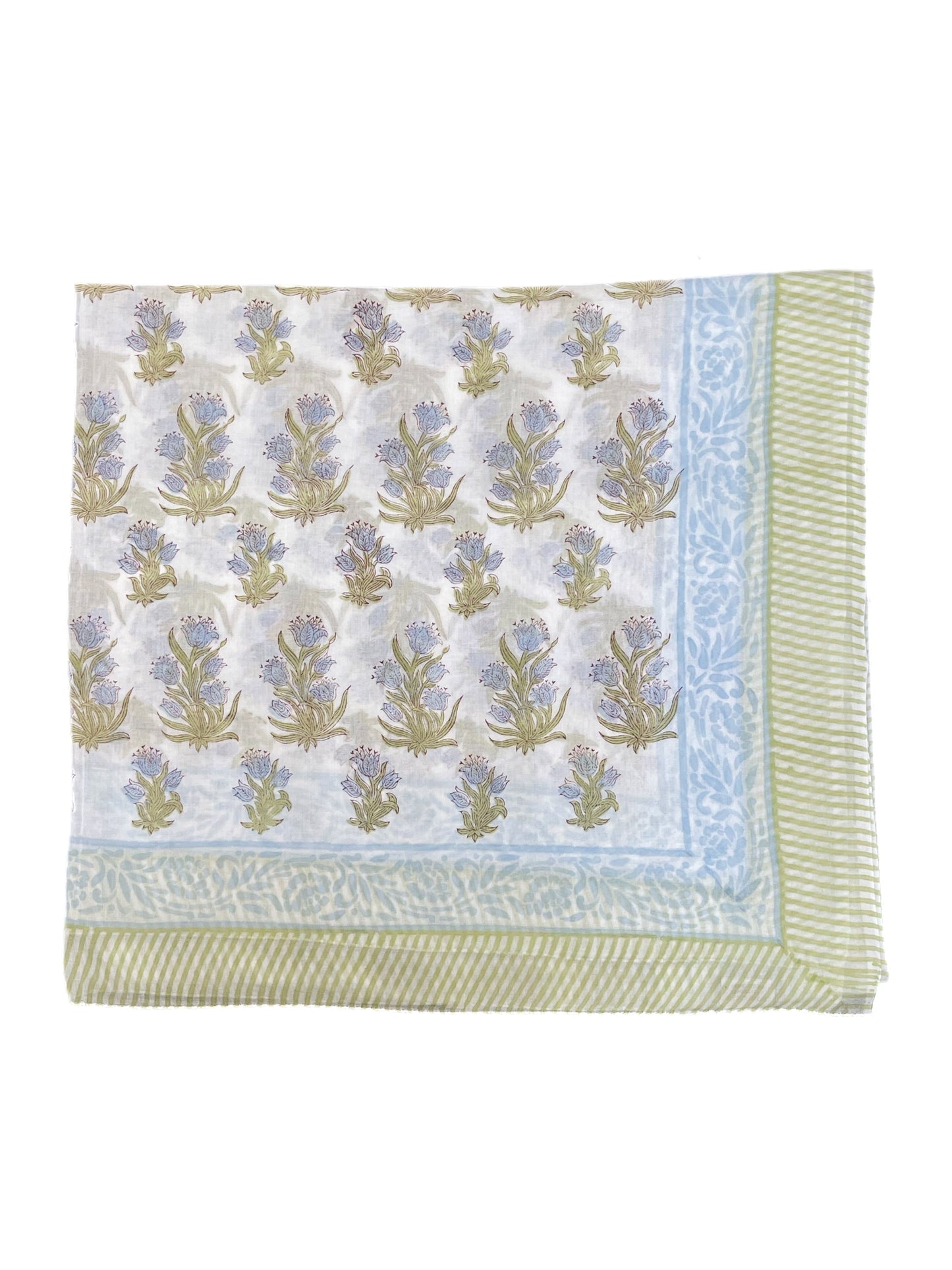 'Blue Flower' Hand Block Printed Sarong