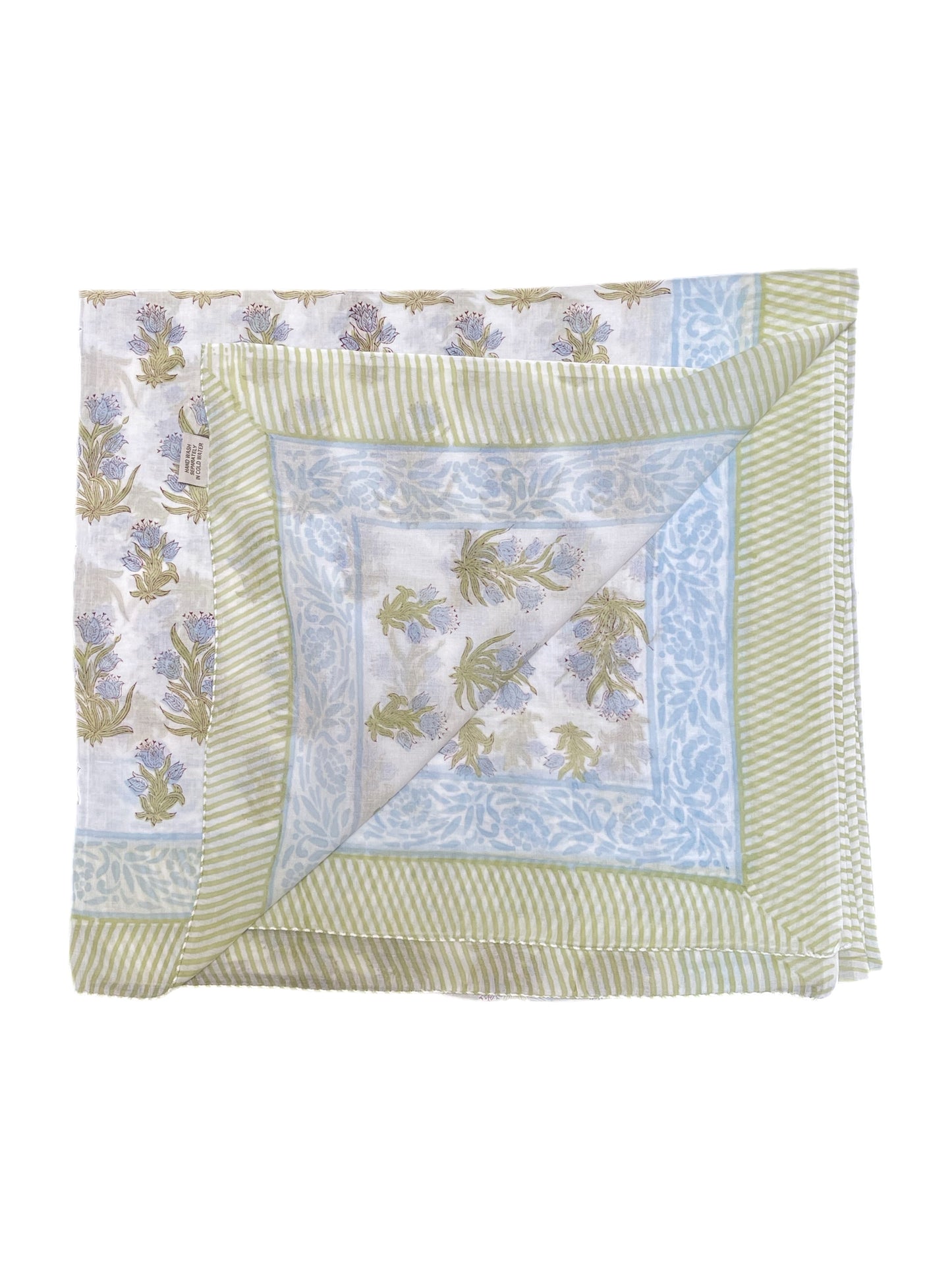 'Blue Flower' Hand Block Printed Sarong