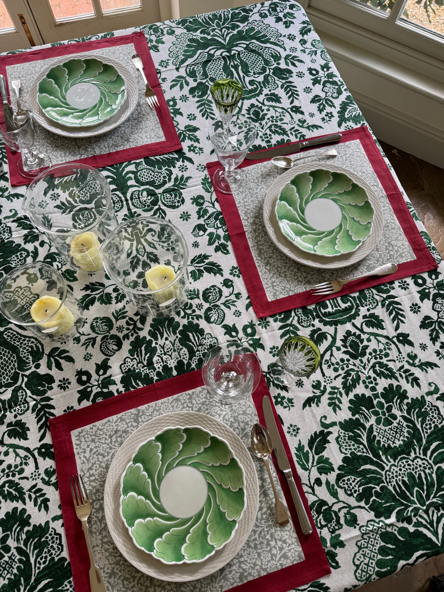 Red and Taupe Foliage Placemats - Set of 6