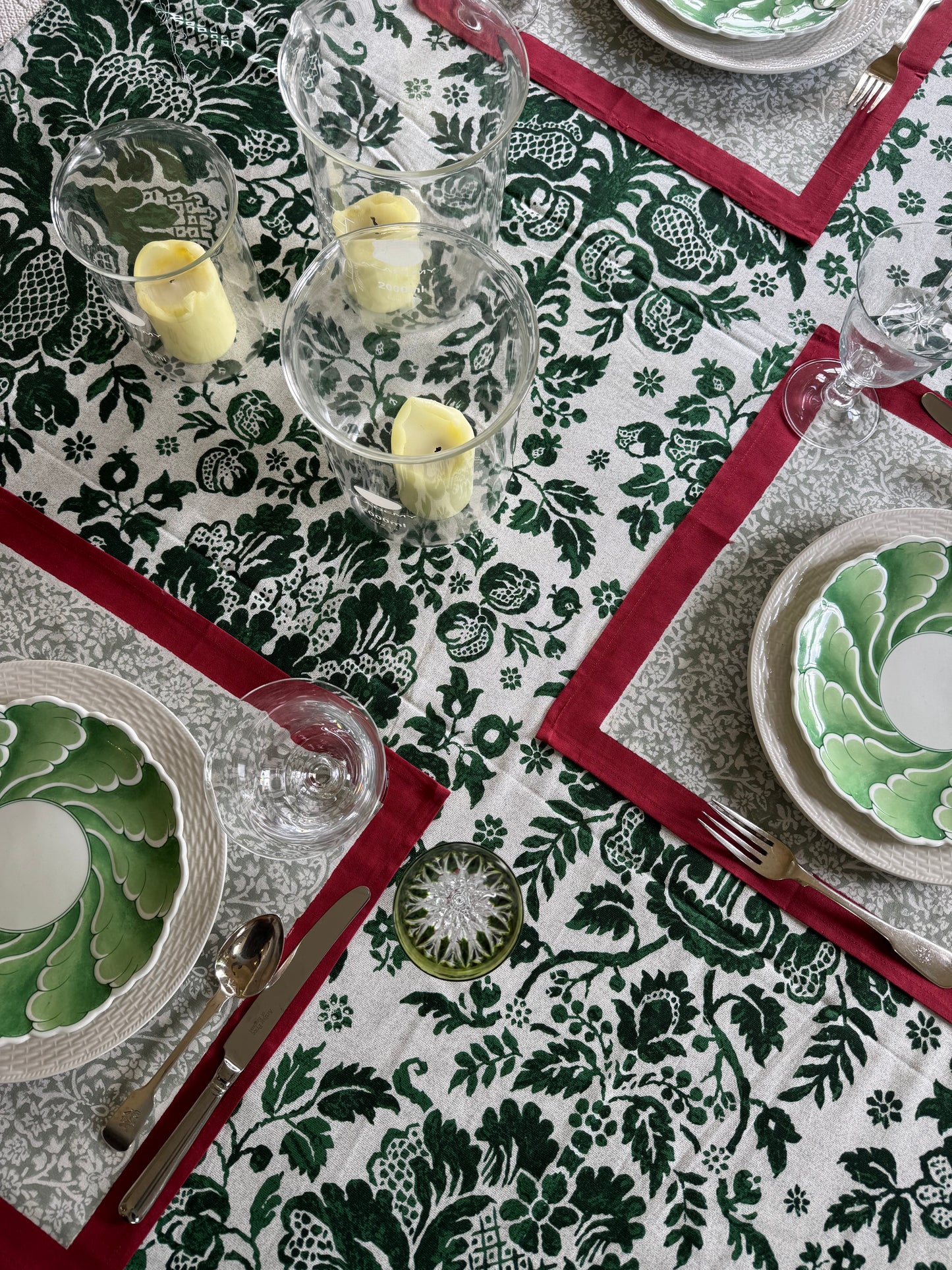 Red and Taupe Foliage Placemats - Set of 6