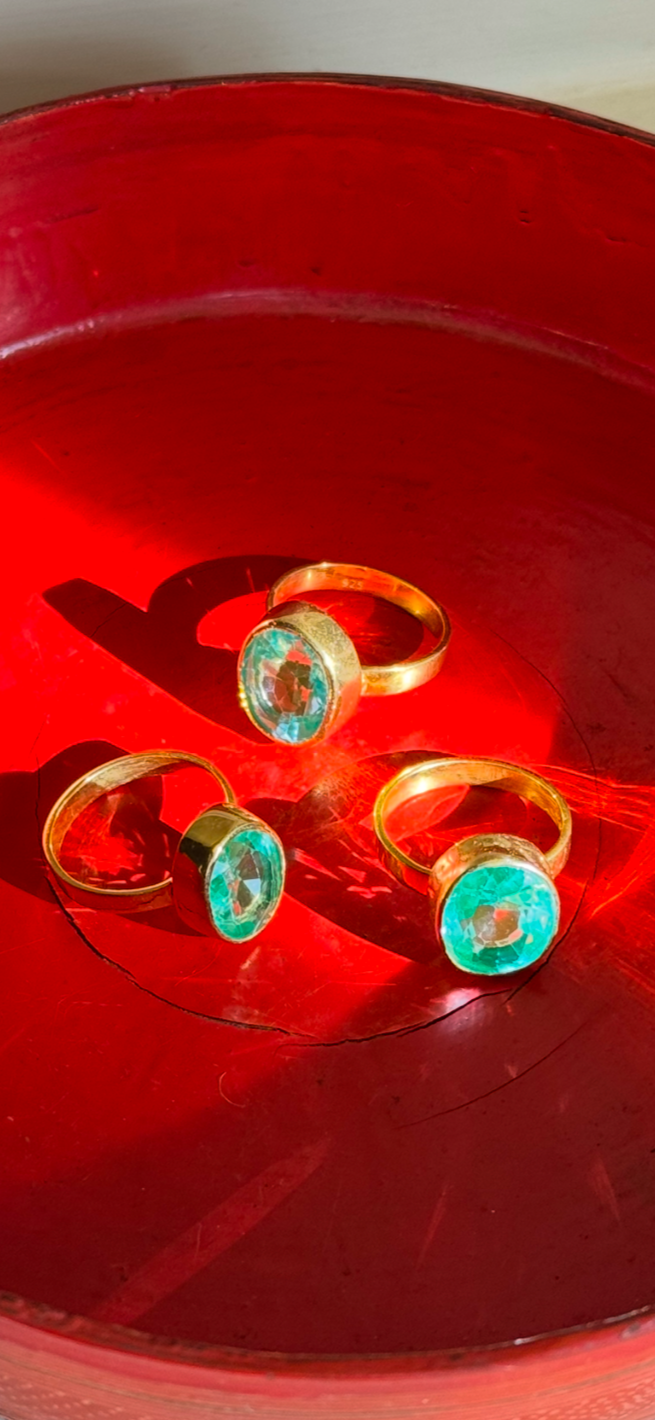 Bezel Set Green Gemstone Ring
