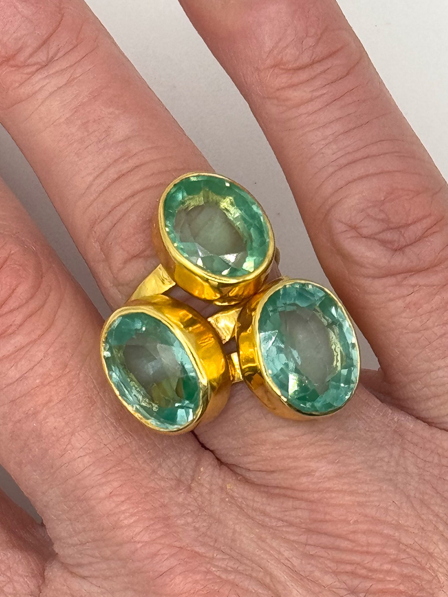 Bezel Set Green Gemstone Ring