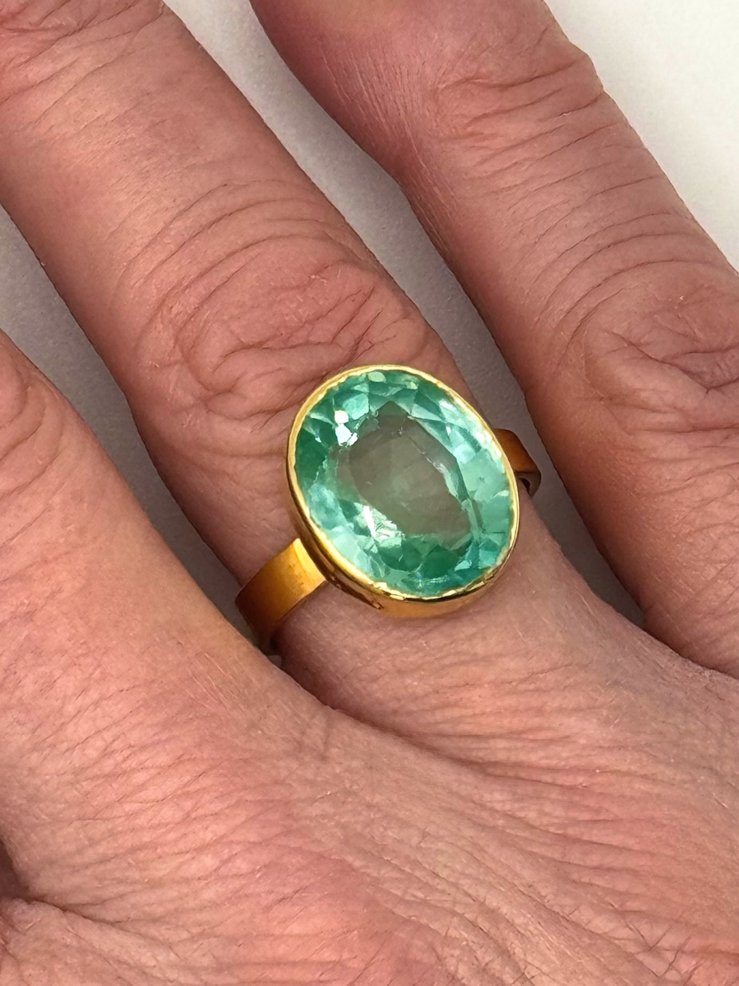 Bezel Set Green Gemstone Ring