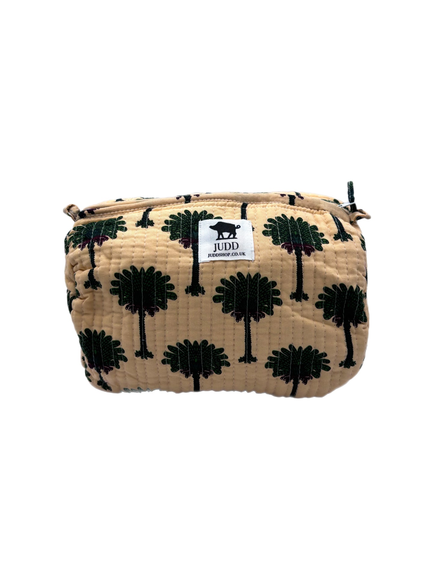 'Yellow Palm Tree' Block Printed Sponge Bag/Washbag