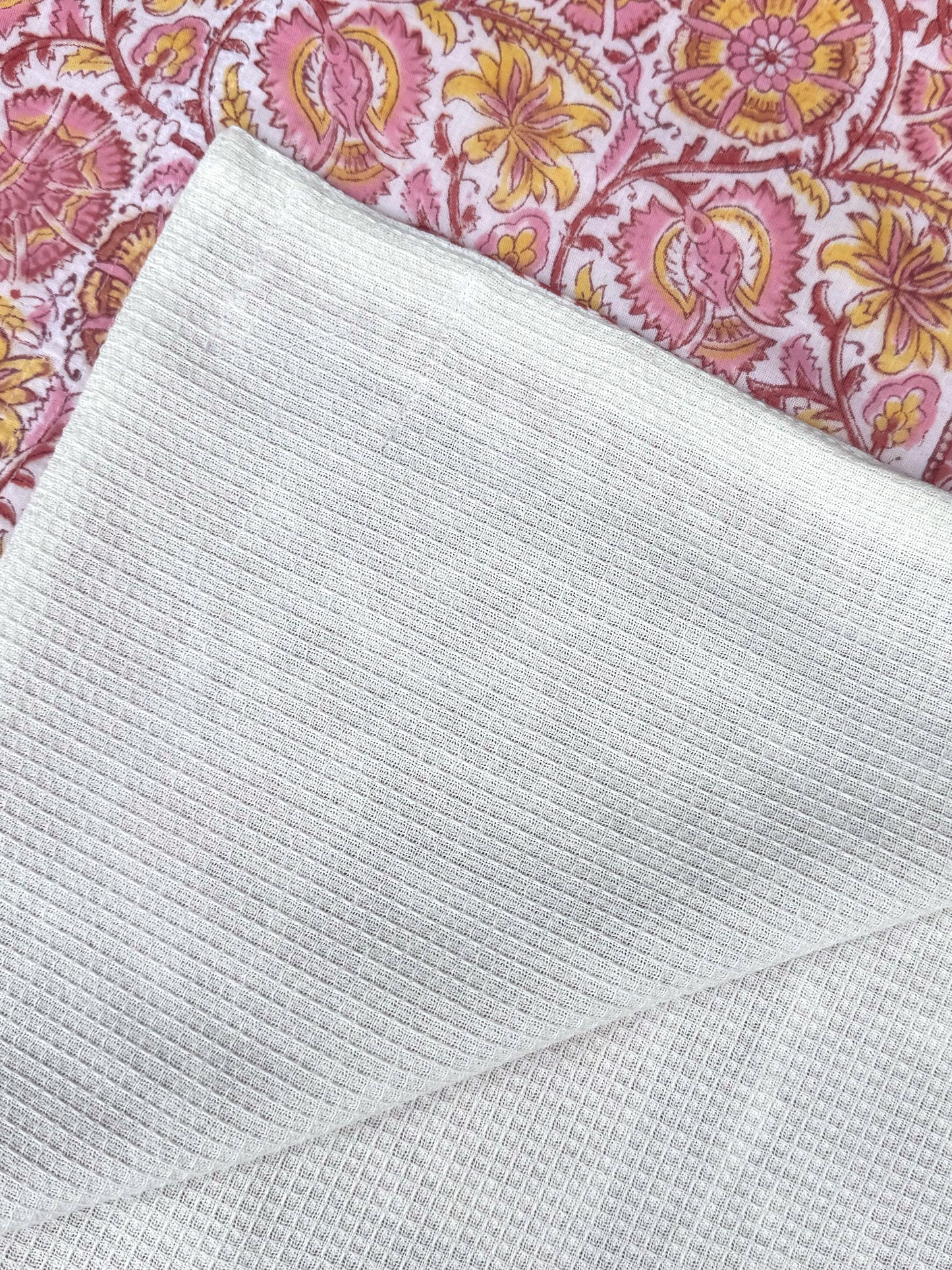 'Orange & Pink Fauna' Block Printed Cotton Towel