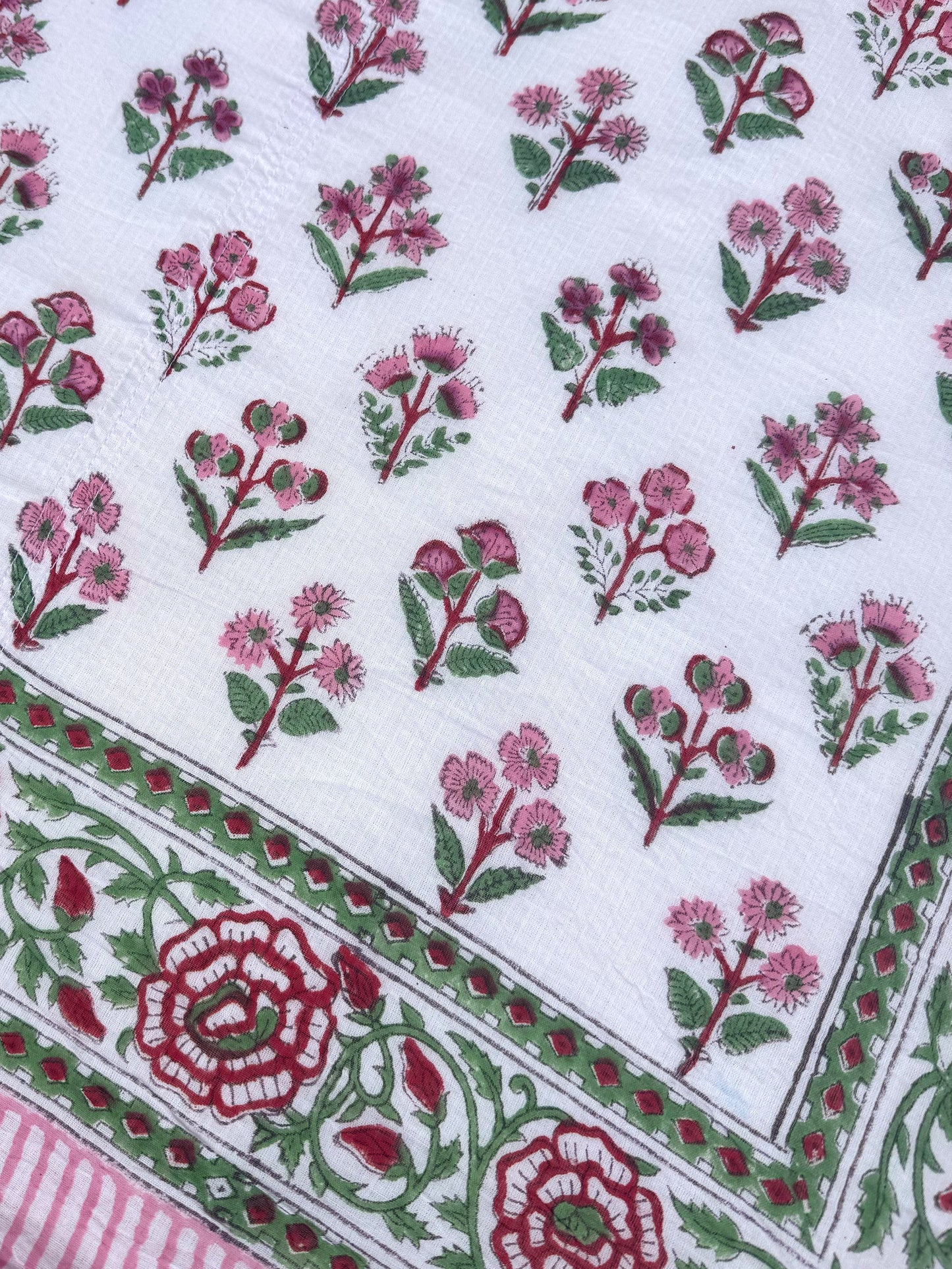 'Pink Trees' Block Printed Cotton Towel