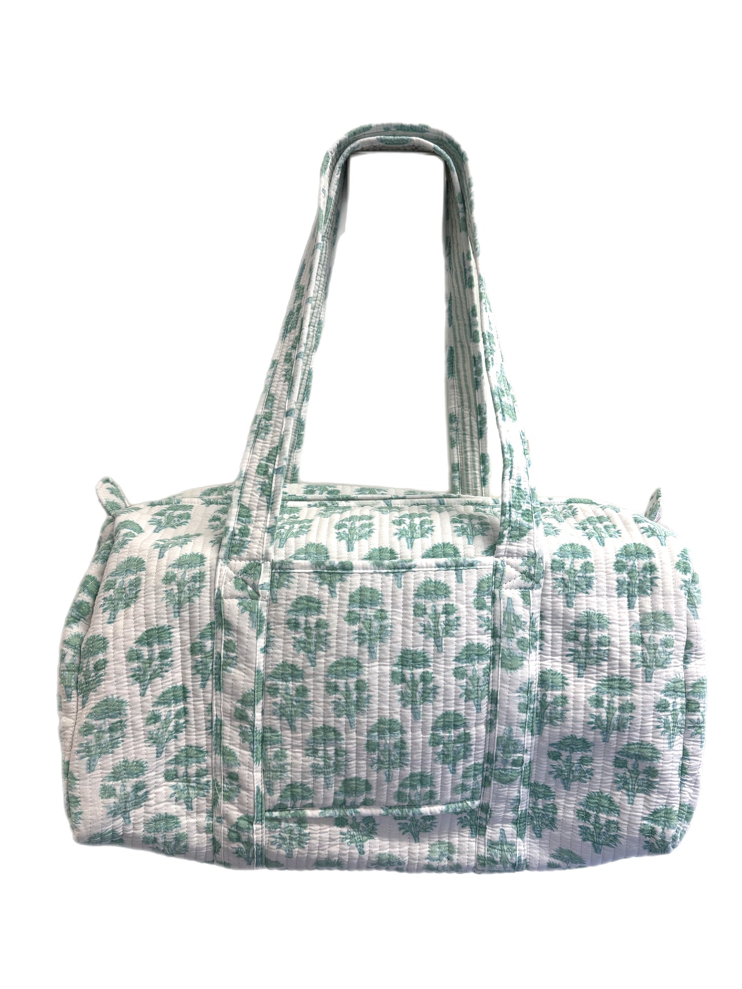 'Pale Green Trees' Block Print Overnight Bag