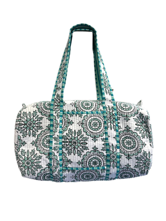 'Green Badge' Block Print Overnight Bag