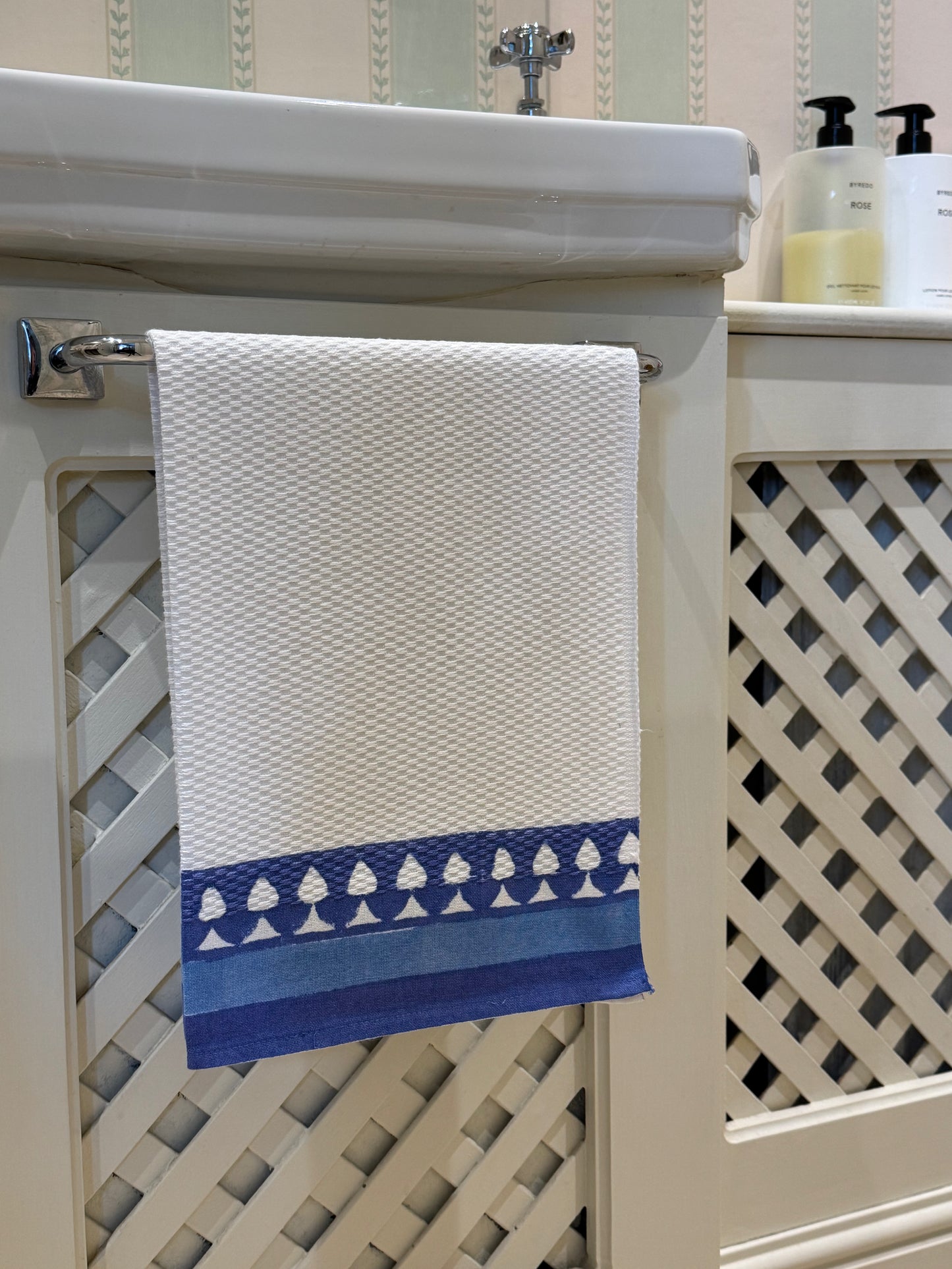 Blue Icon Hand Block Printed Hand Towel