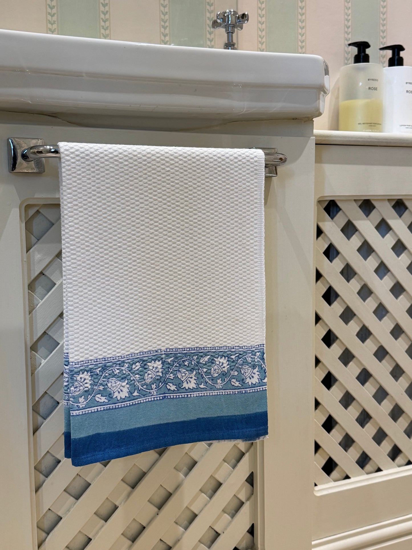 Blue Fauna Hand Block Printed Hand Towel