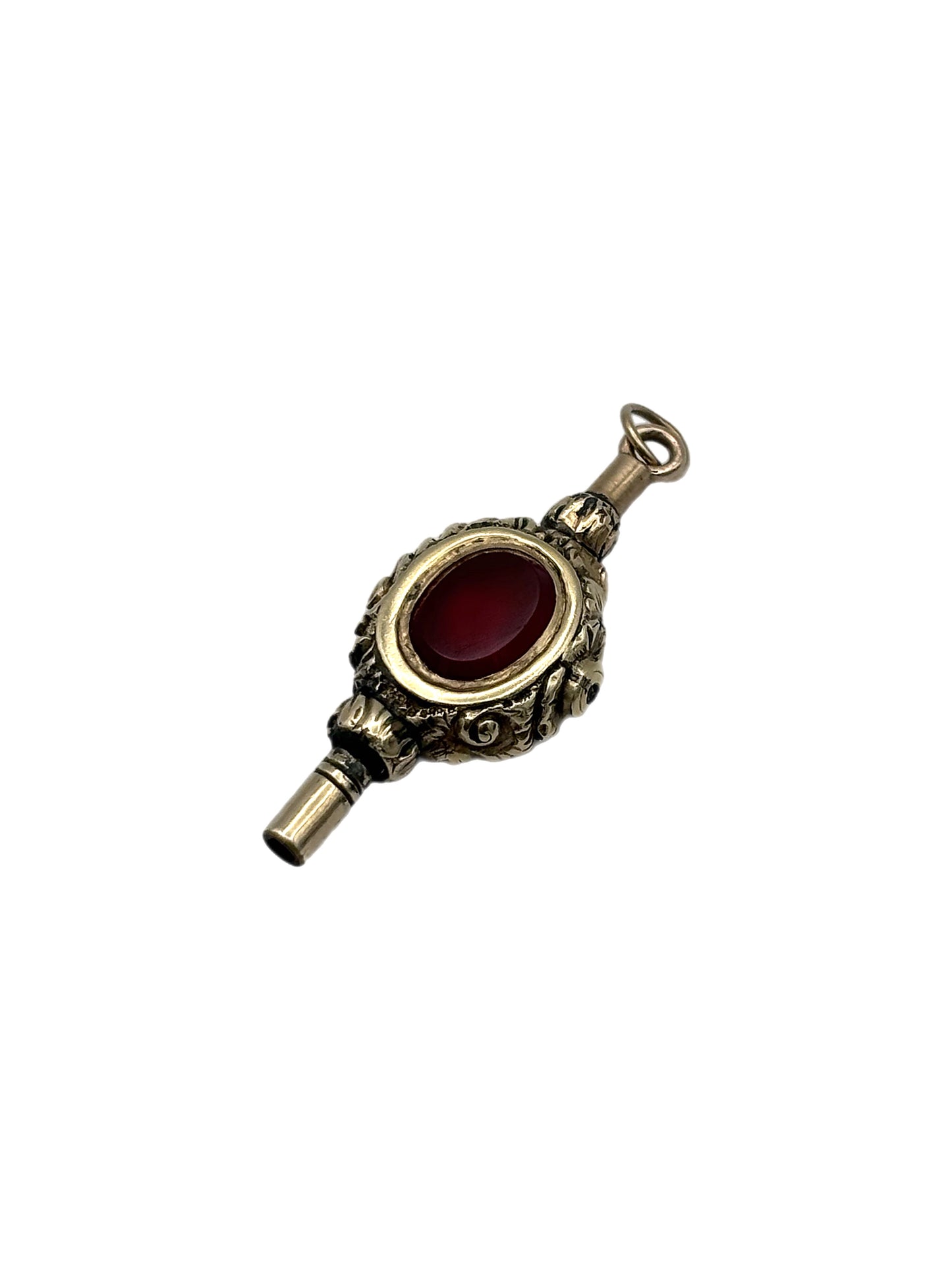 9ct Gold Cased Amyethst and Carnelian Fob